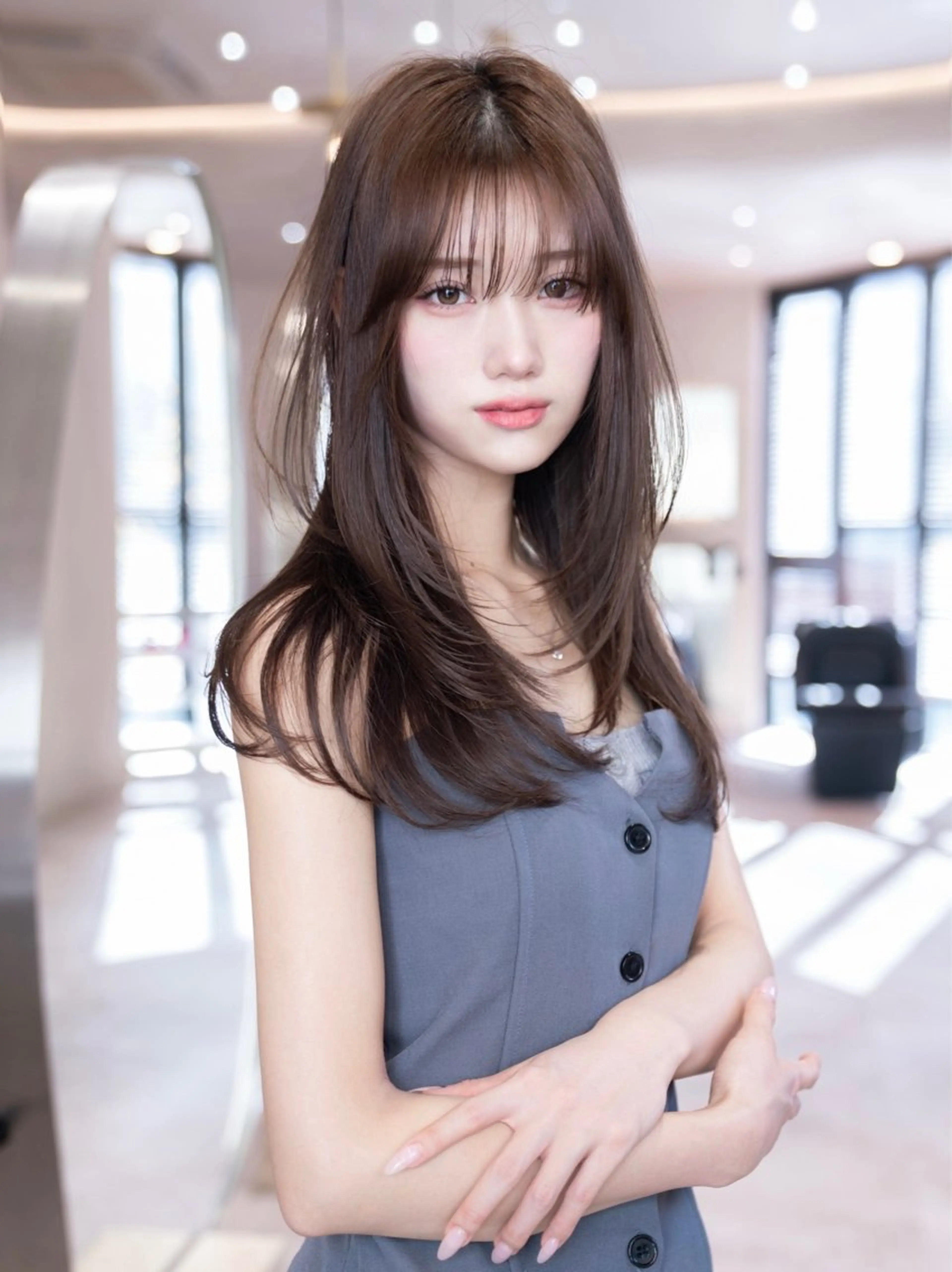 ロング カラー カット ヘアカラー トリートメント レイヤー/ベージュ ヒヨリ/渋谷のヘアスタイル