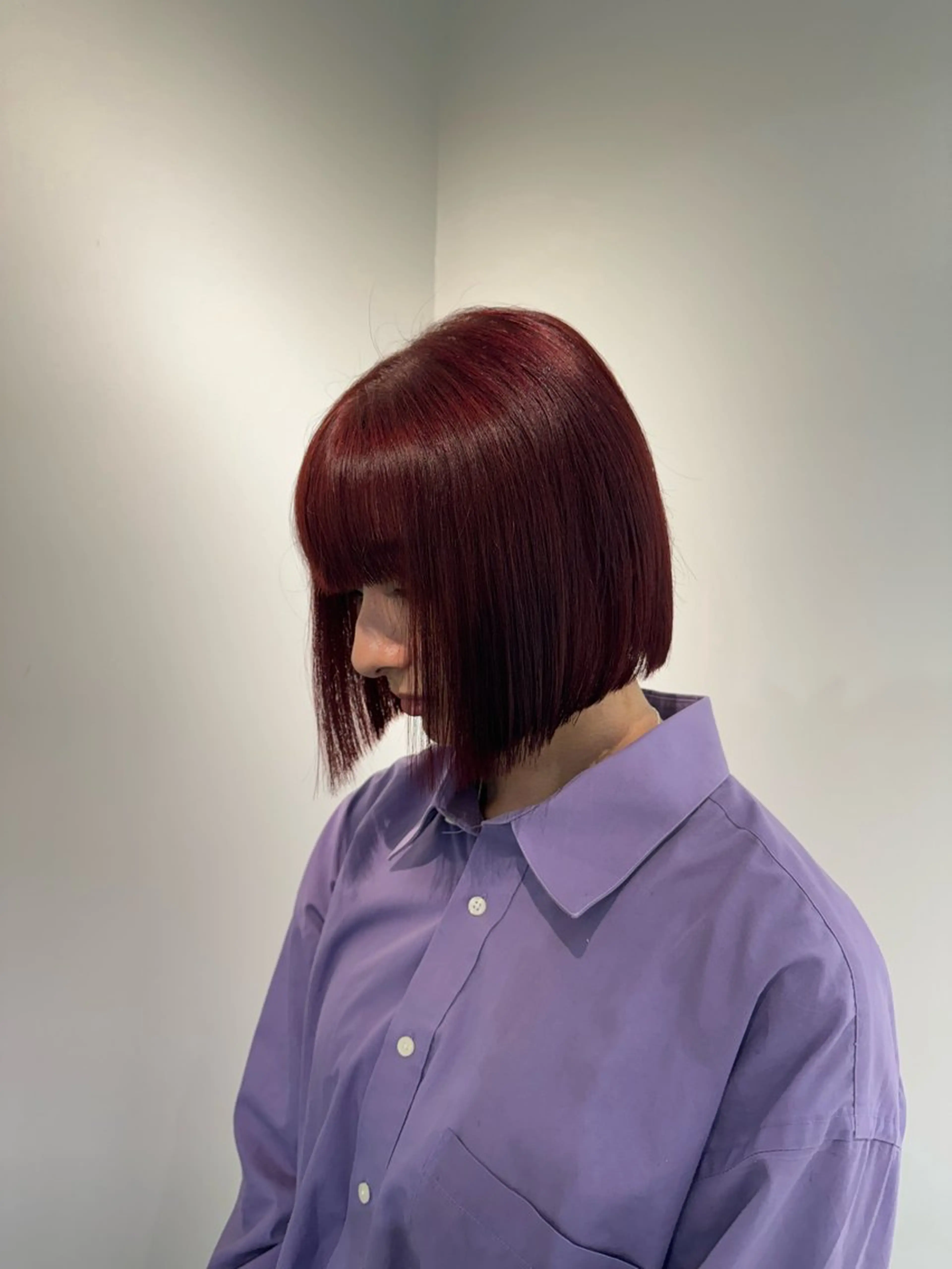 カラー レッドカラー ヘアカラー 中澤 眸乃のヘアスタイル