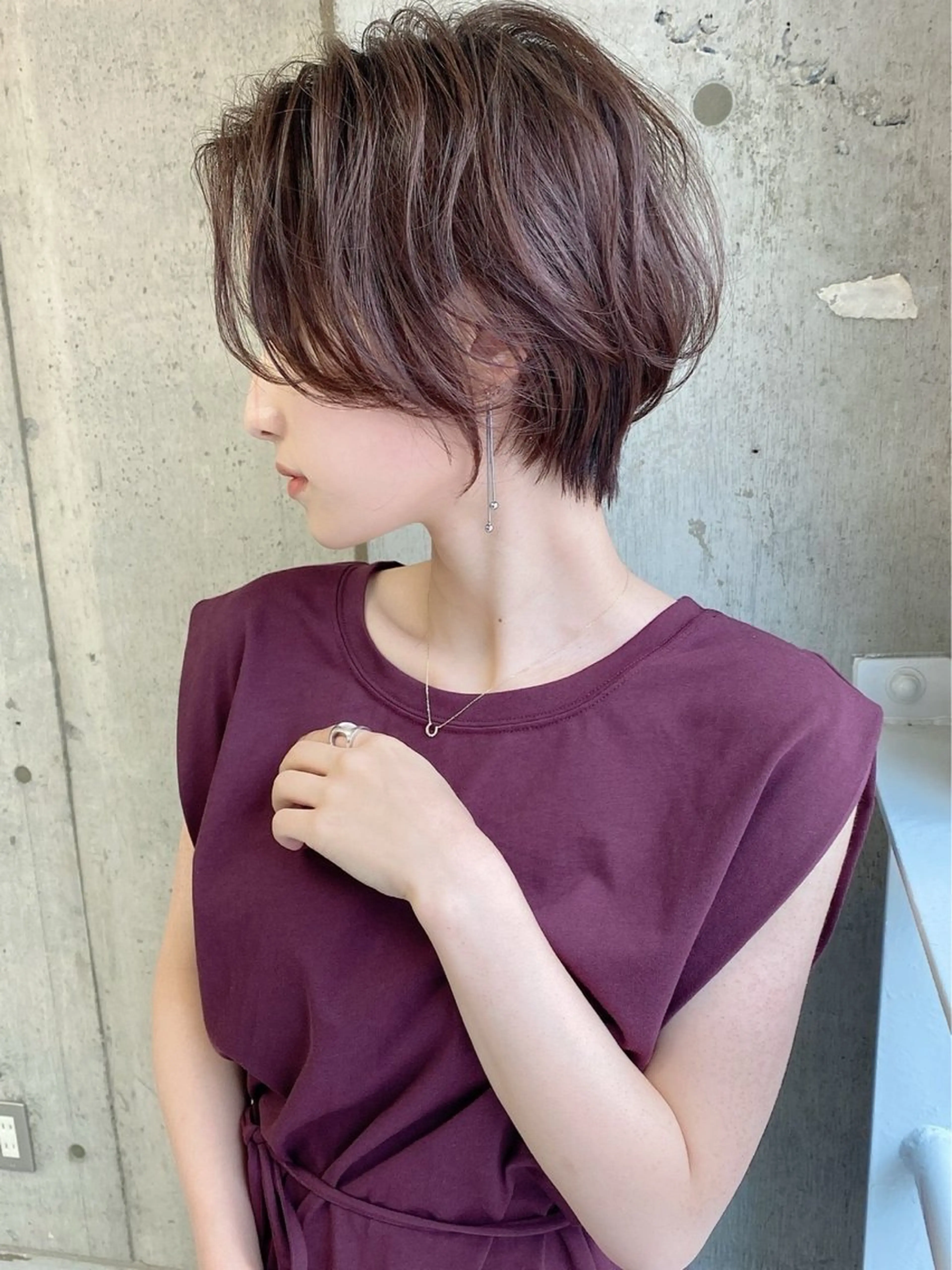 ショート カラー カット ヘアカラー トリートメント 木屋元一/透明感 /前髪/韓国ヘアのヘアスタイル