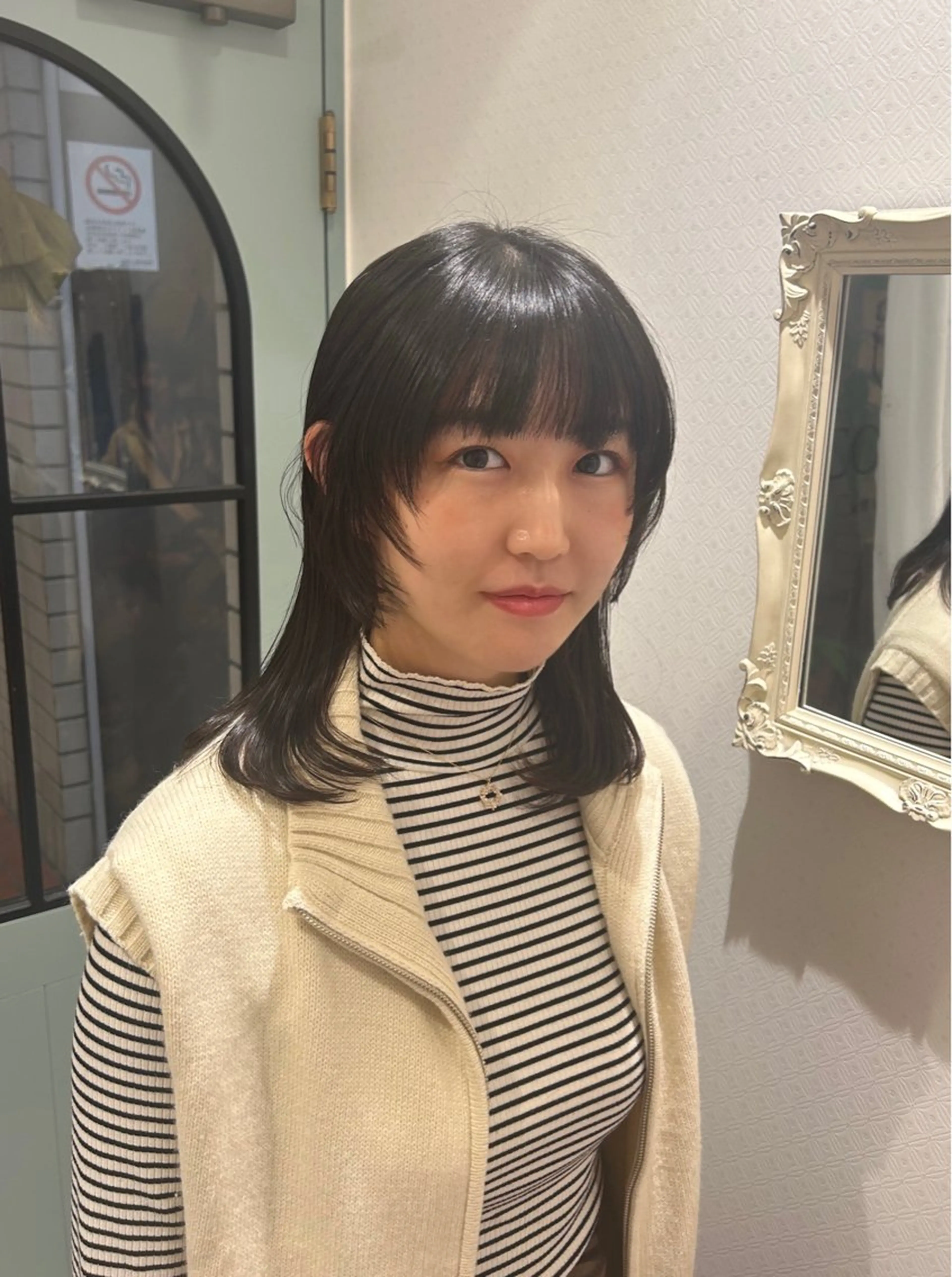 セミロング カラー 顔まわりレイヤー 顔周りカット レイヤーカット トリートメント トリートメント ヘッドスパ 🍓女性専用サロン/ こころ🍓のヘアスタイル