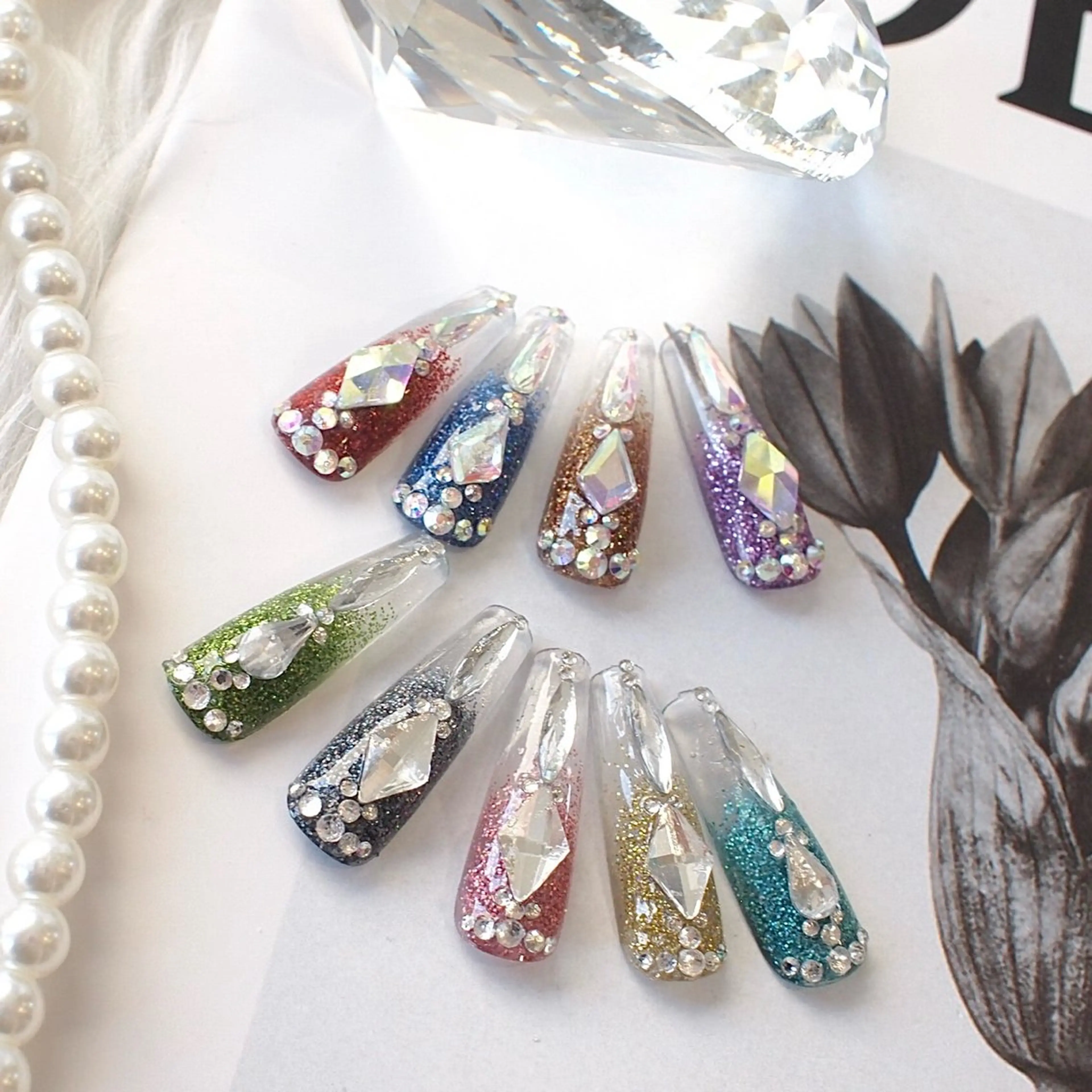 ネイル ラメ(グリッター) ラメグラデーション スカルプネイル ストーンネイル 【ＯＲＧＡＮ】 nailのネイルデザイン