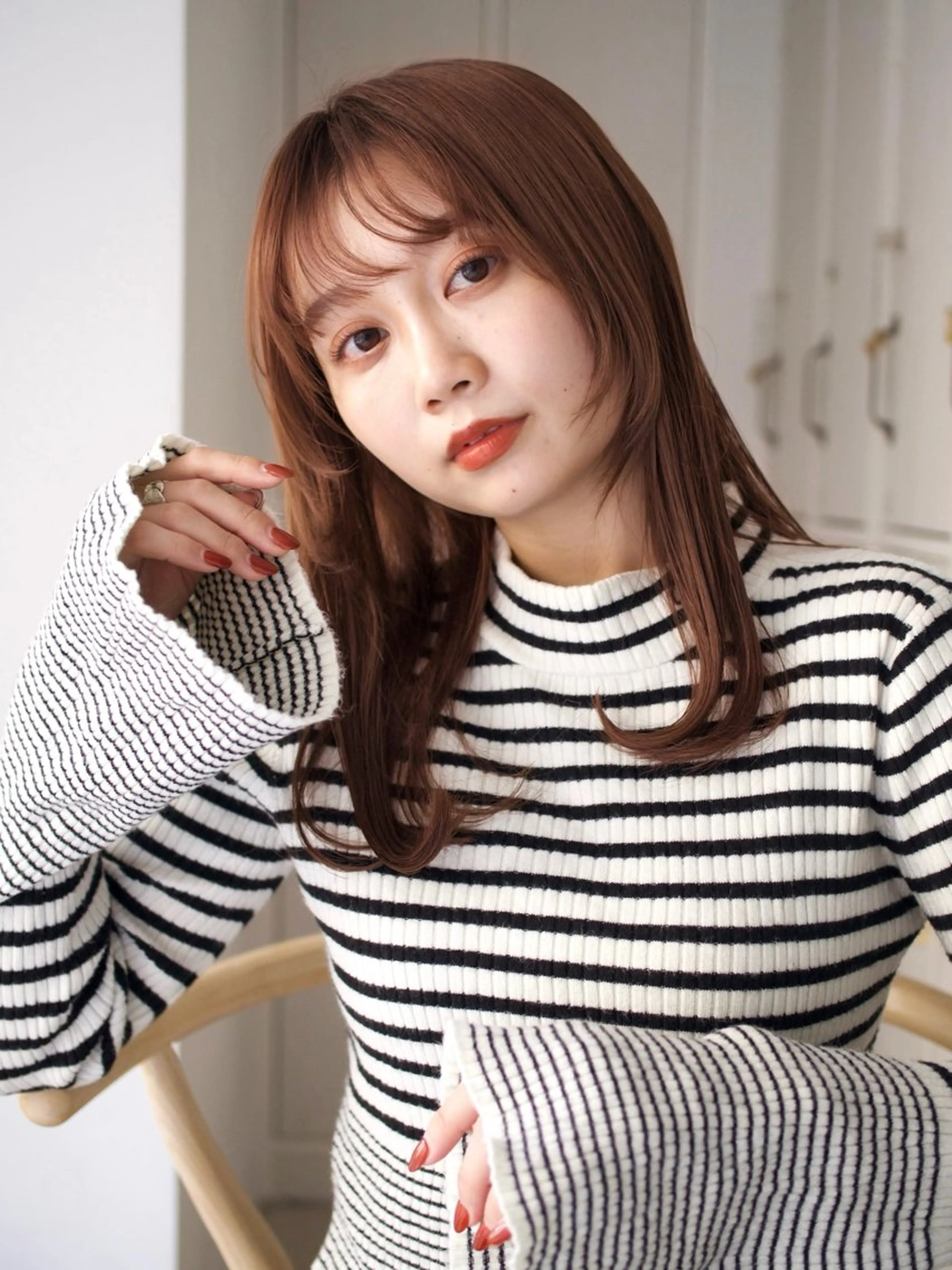 ロング カラー ベージュカラー オレンジ オレンジベージュ 💖🌷越後 遥🌷💖のヘアスタイル