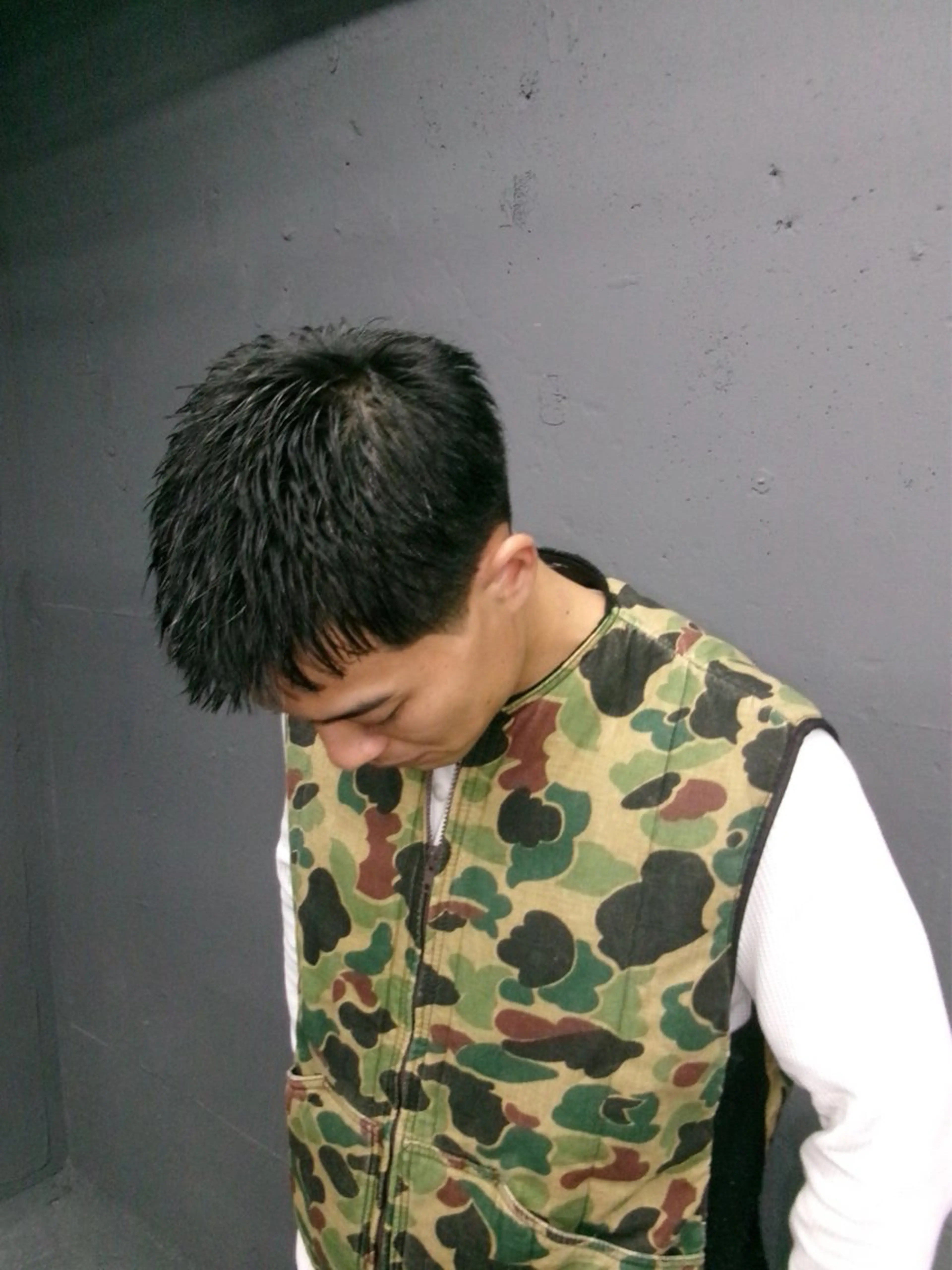 メンズ カット スパイキーパーマ 柏NO1 藤本葉のヘアスタイル