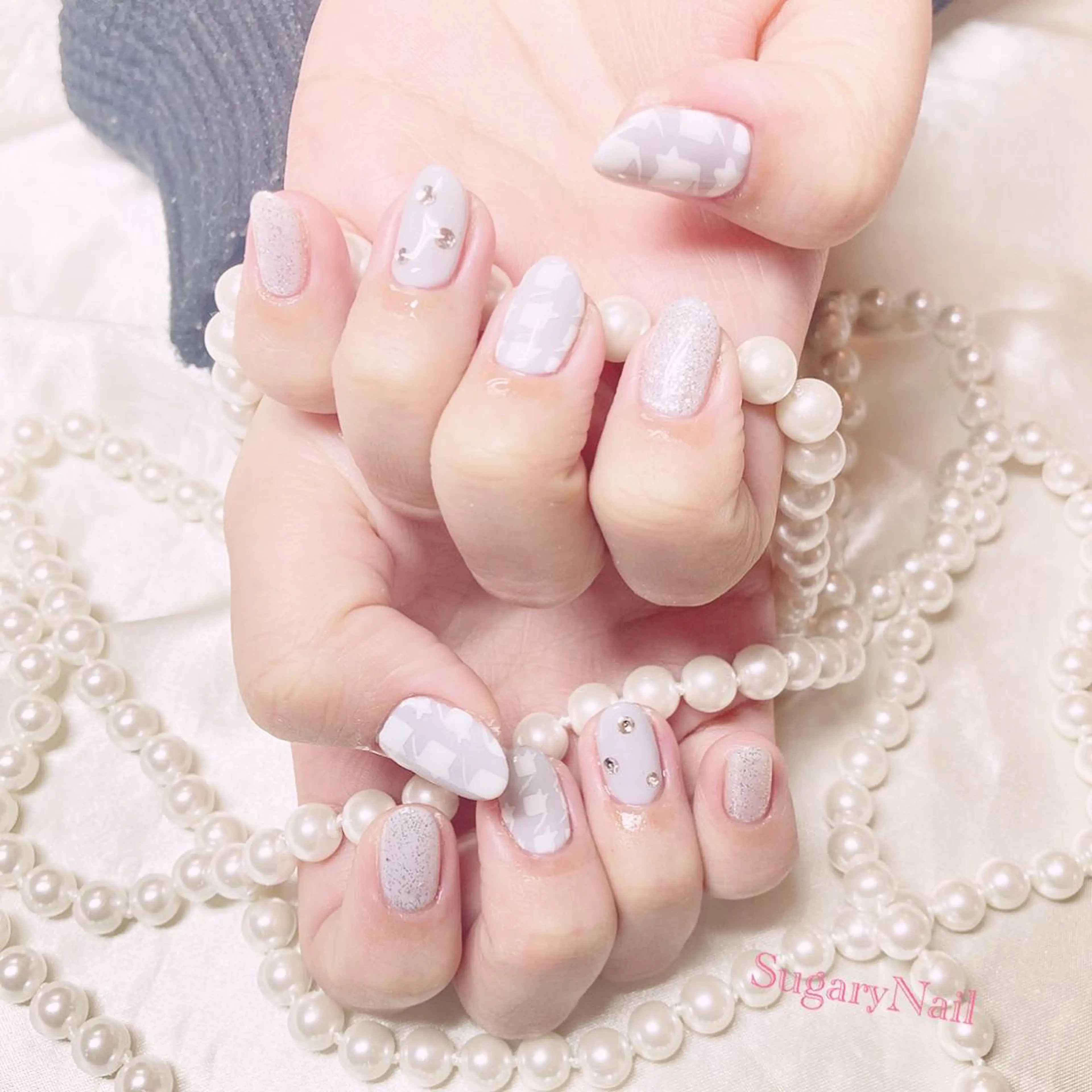 ネイル アートネイル ストーンネイル ハンドネイル SugaryNail Rinaのネイルデザイン