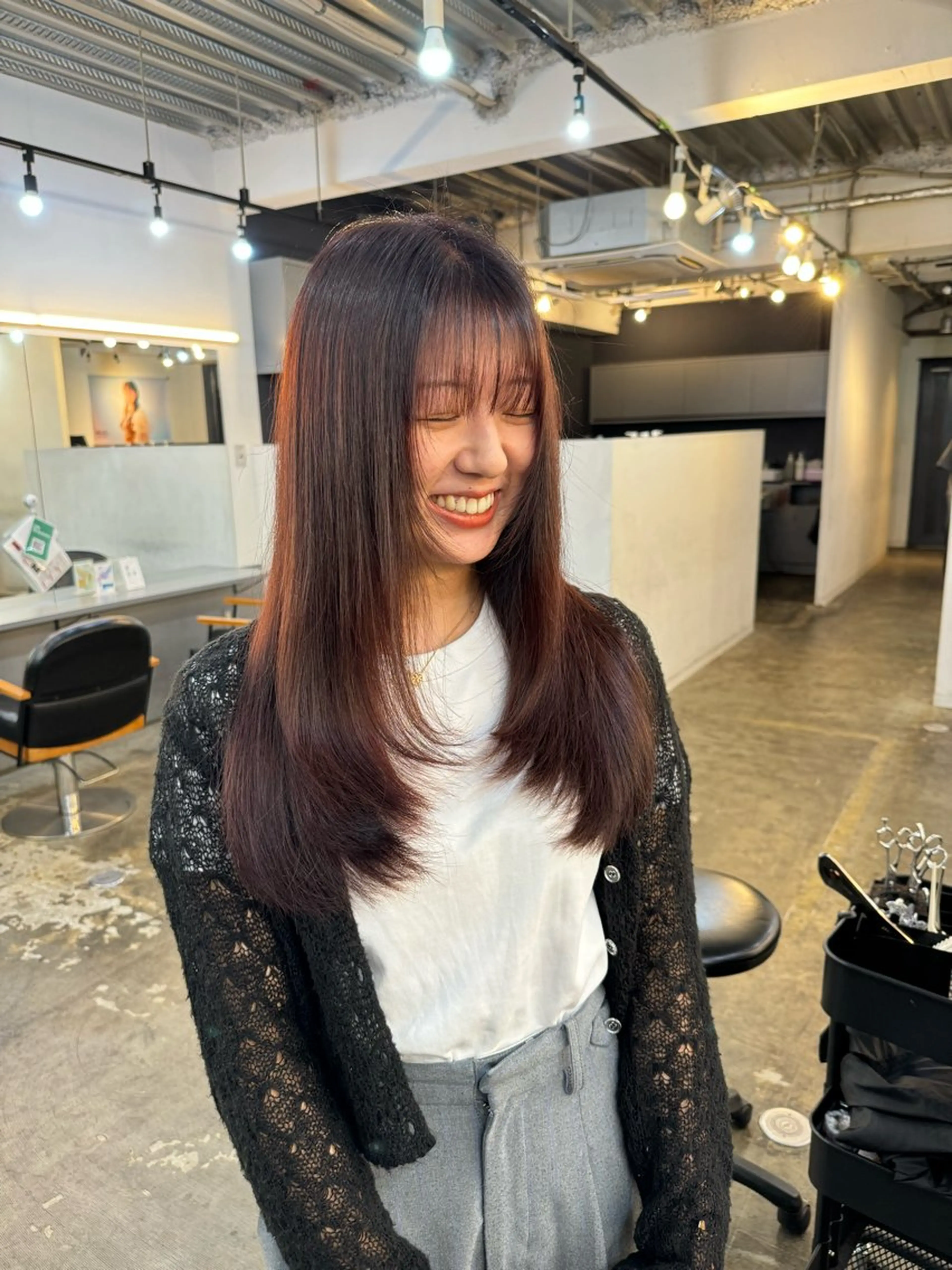 ロング カラー カット ヘアカラー トリートメント ✂韓国レイヤー 🦋みやび🪽のヘアスタイル