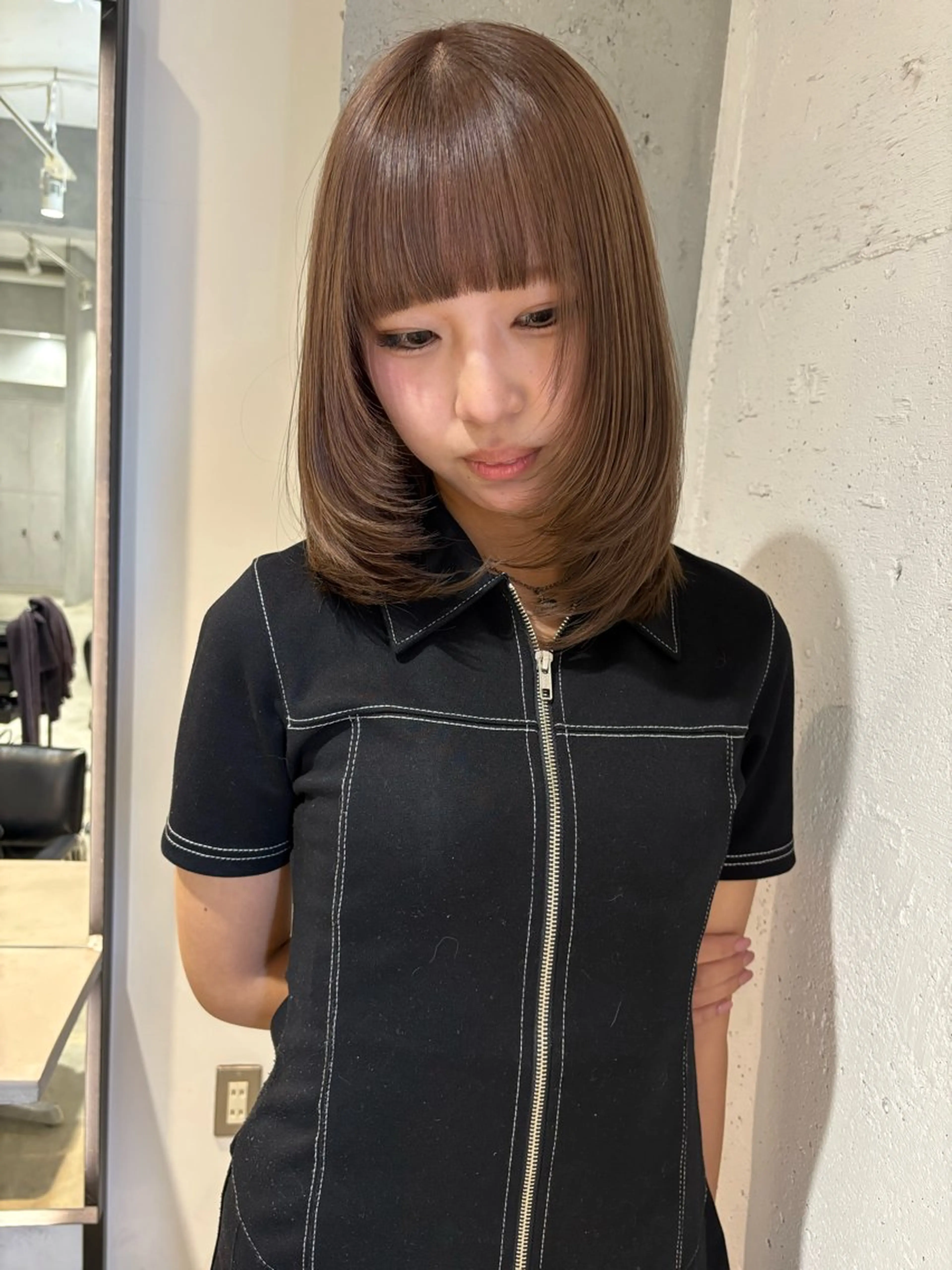 ミディアム レイヤーカット ヘアカラー トリートメント Juna✂️ レイヤー / ボブのヘアスタイル