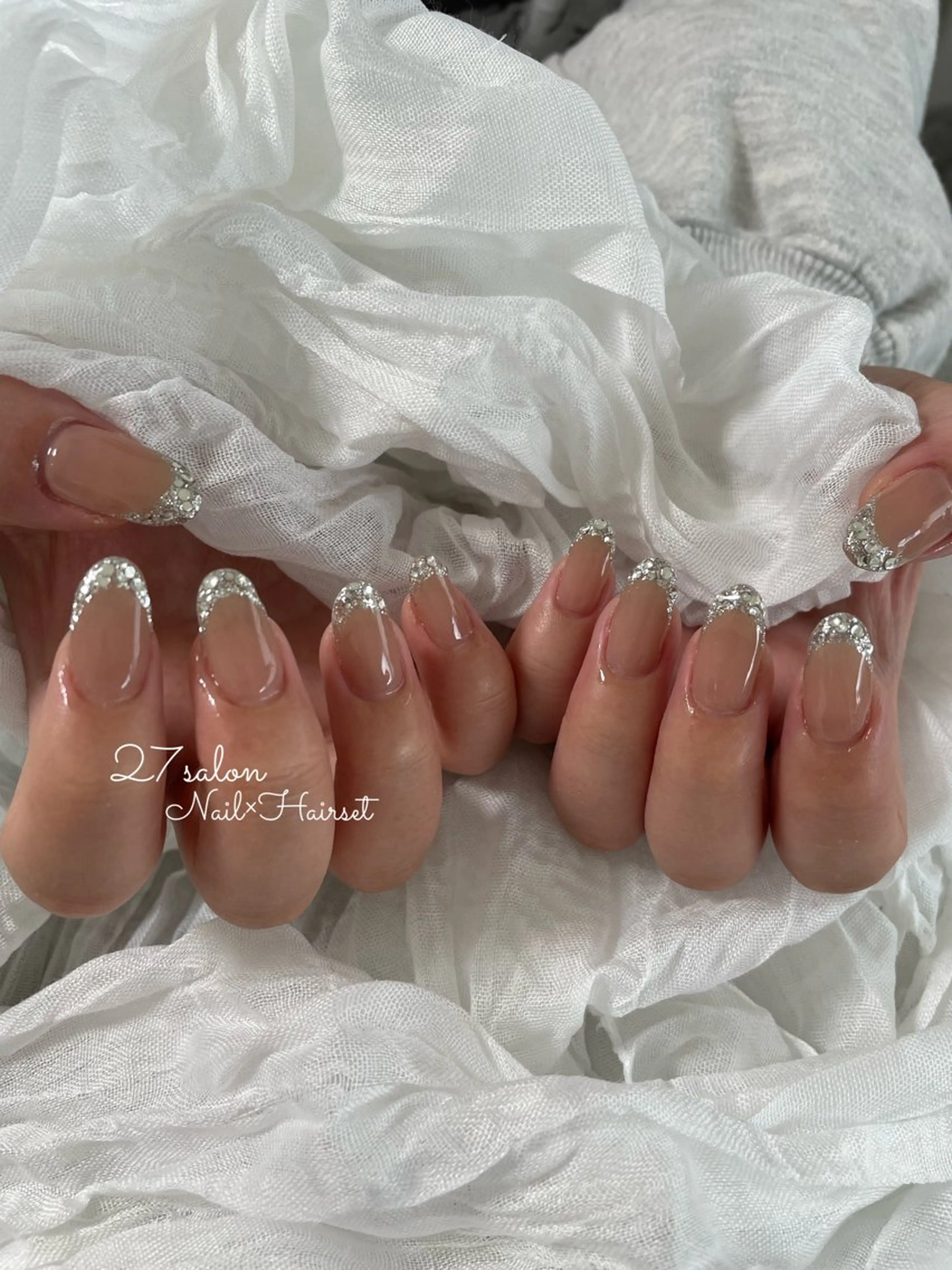 ネイル フレンチネイル ガラスフレンチ 27salon yuinaのネイルデザイン