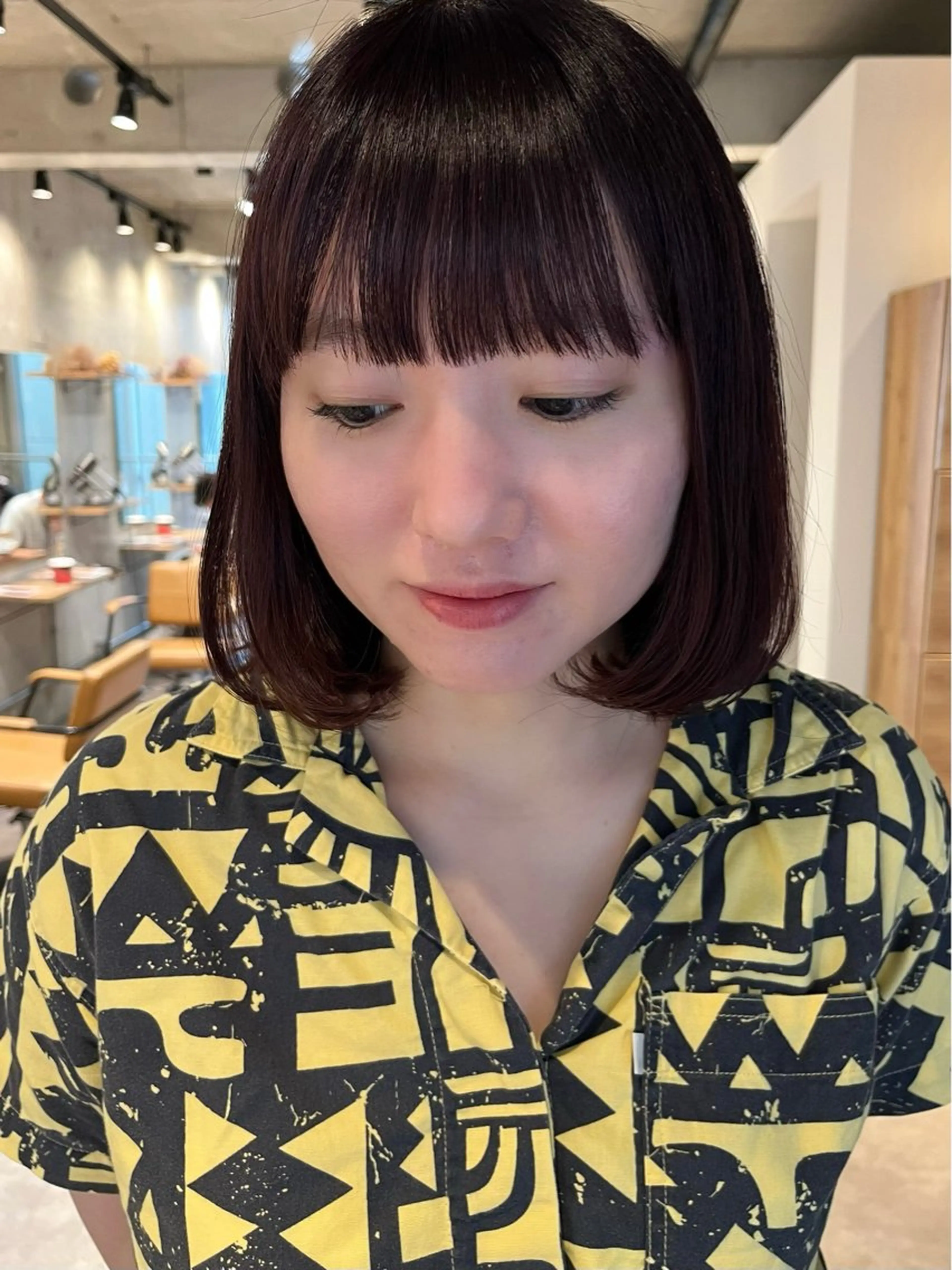 ミディアム ピンクブラウン davin中目黒 KATOのヘアスタイル