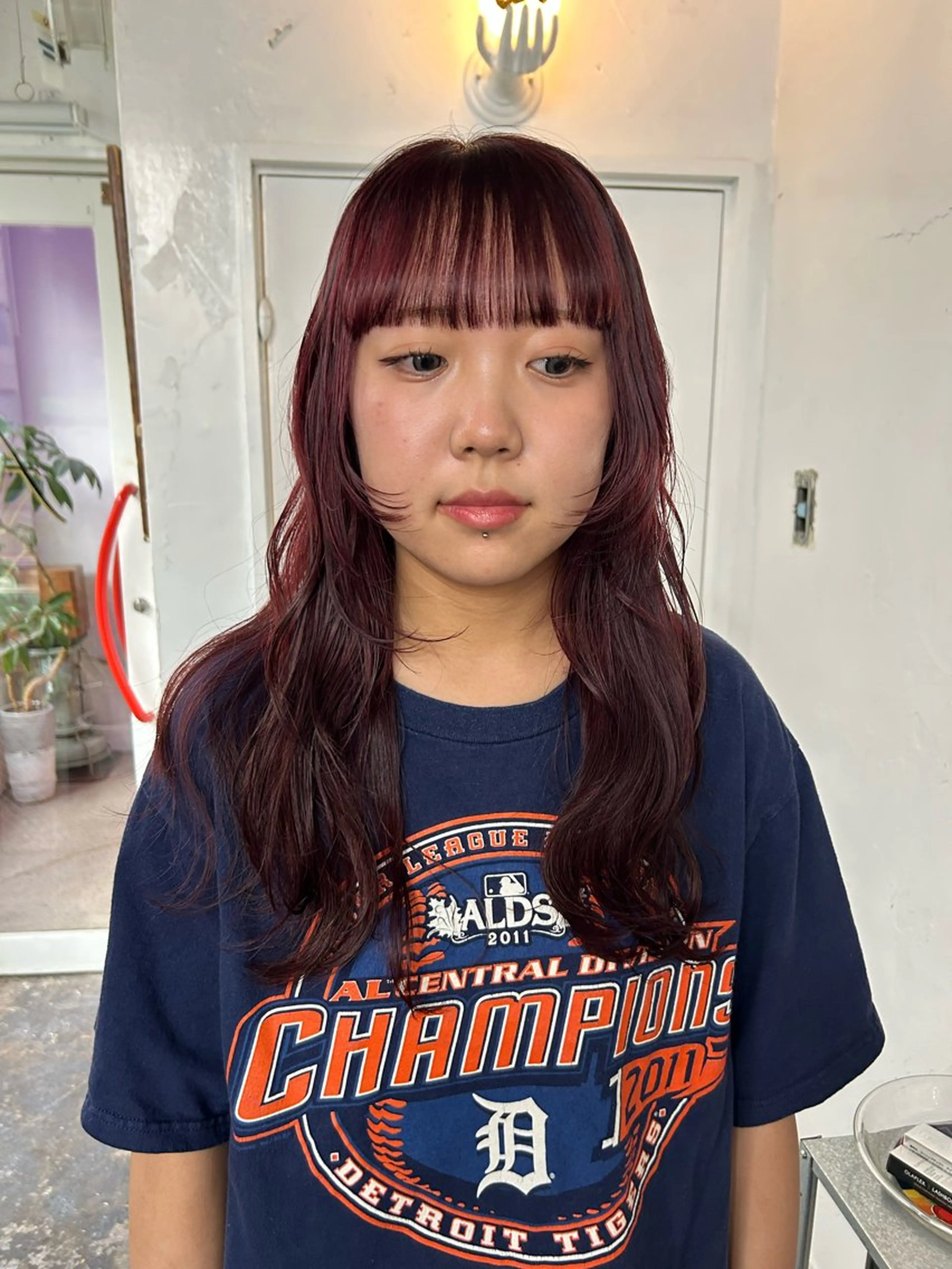 ロング カラー レッドカラー カット ヘアカラー 小川真歩/パーマ /暖色オリーブのヘアスタイル