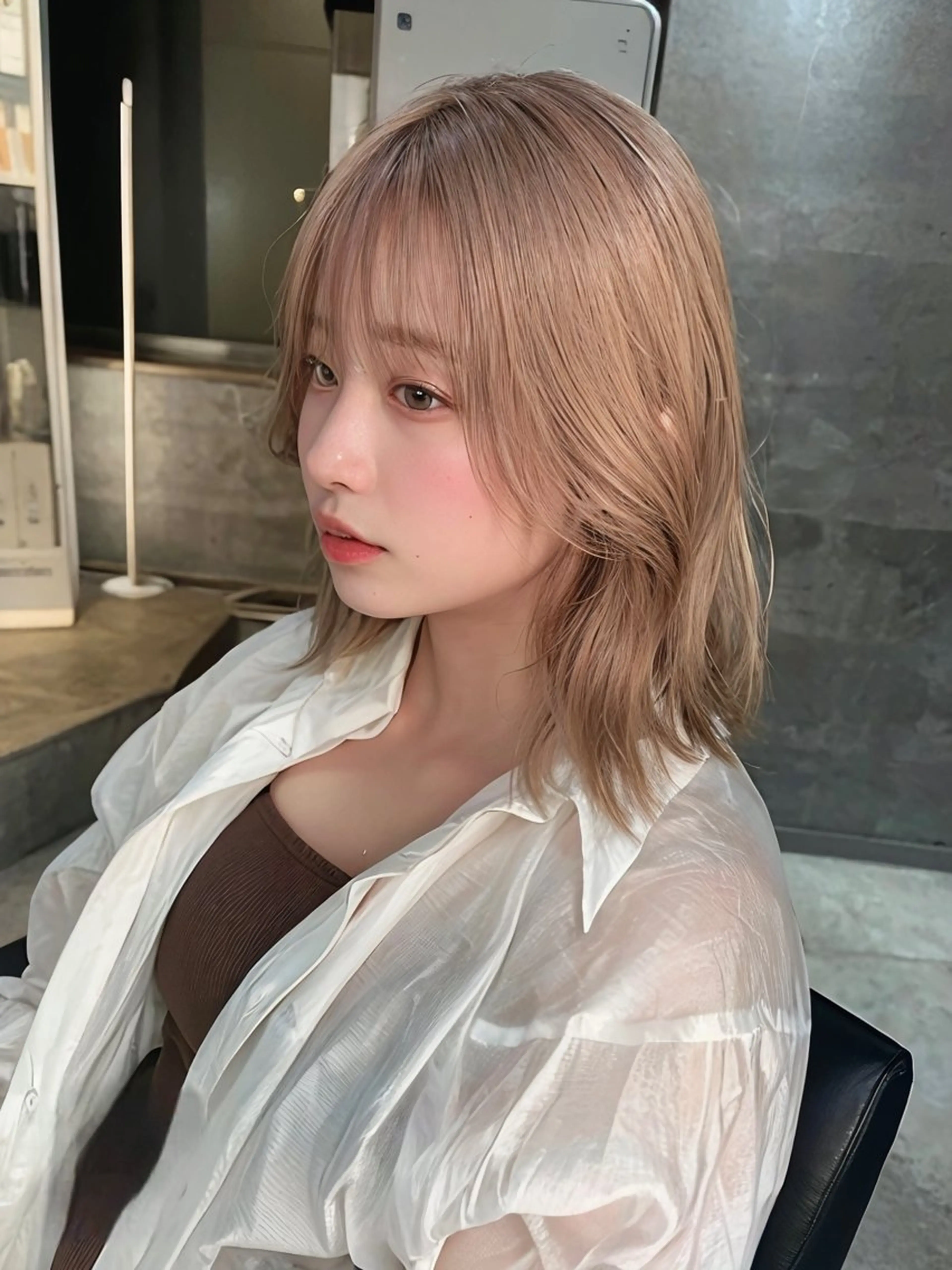 ミディアム カラー ダブルカラー 新宿のヘアスタイル