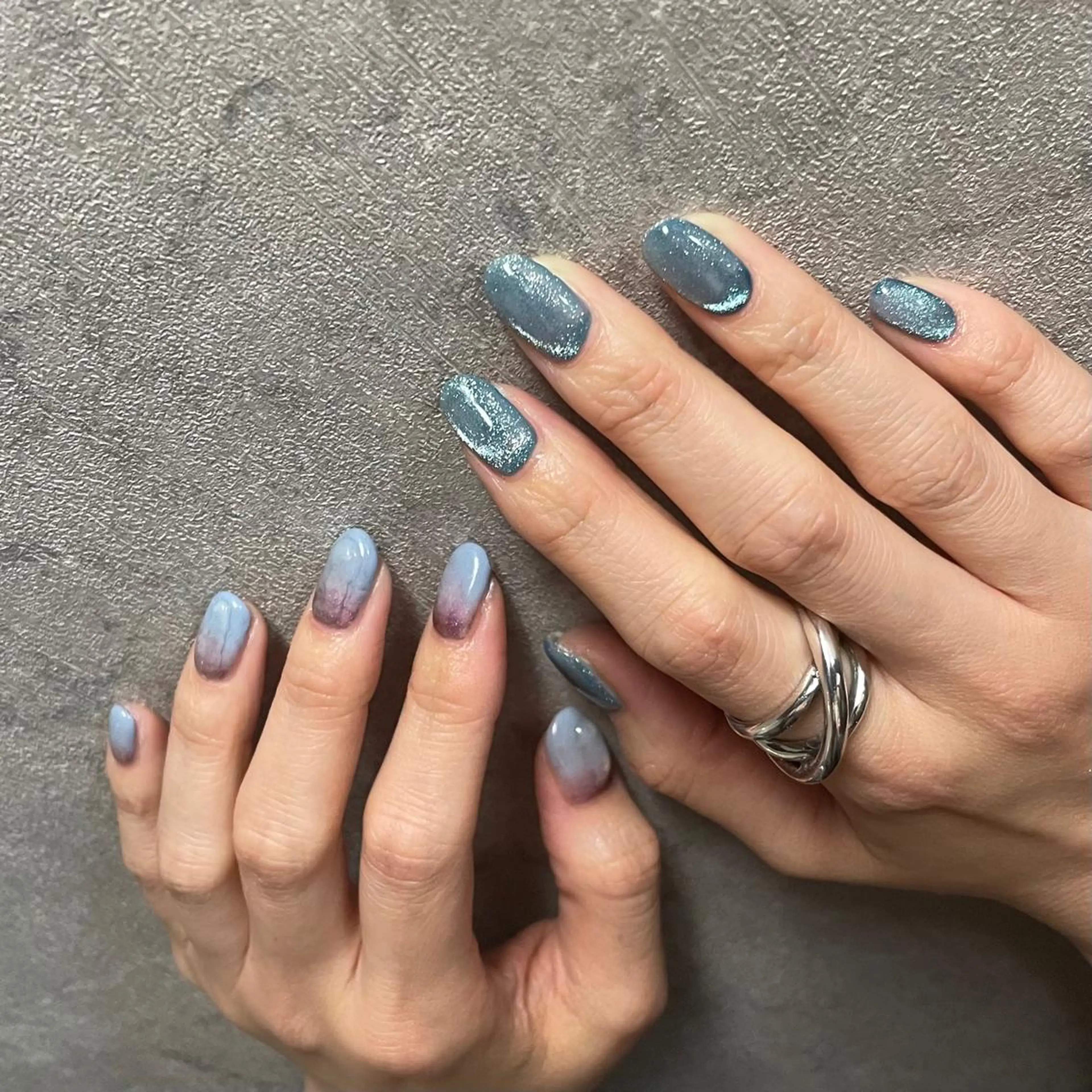 ネイル アートネイル ジェルネイル グラデーション マグネットネイル ミラーネイル nailstudio eviz新宿店のネイルデザイン