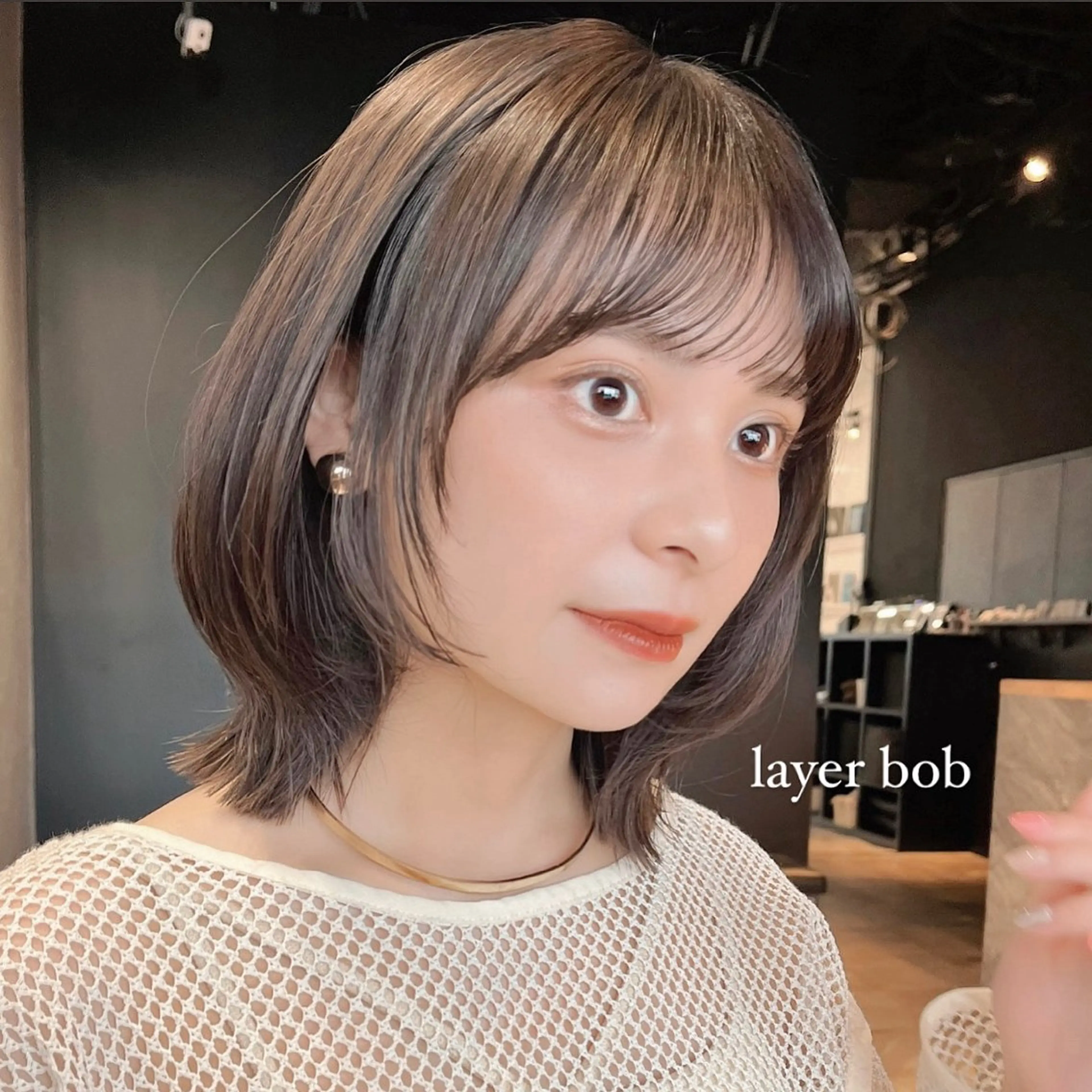 ショート カラー ヘアアレンジ ボブレイヤー ボブ レイヤーカット 🌱ボブ/レイヤー/ ベージュ/あやみ✨のヘアスタイル