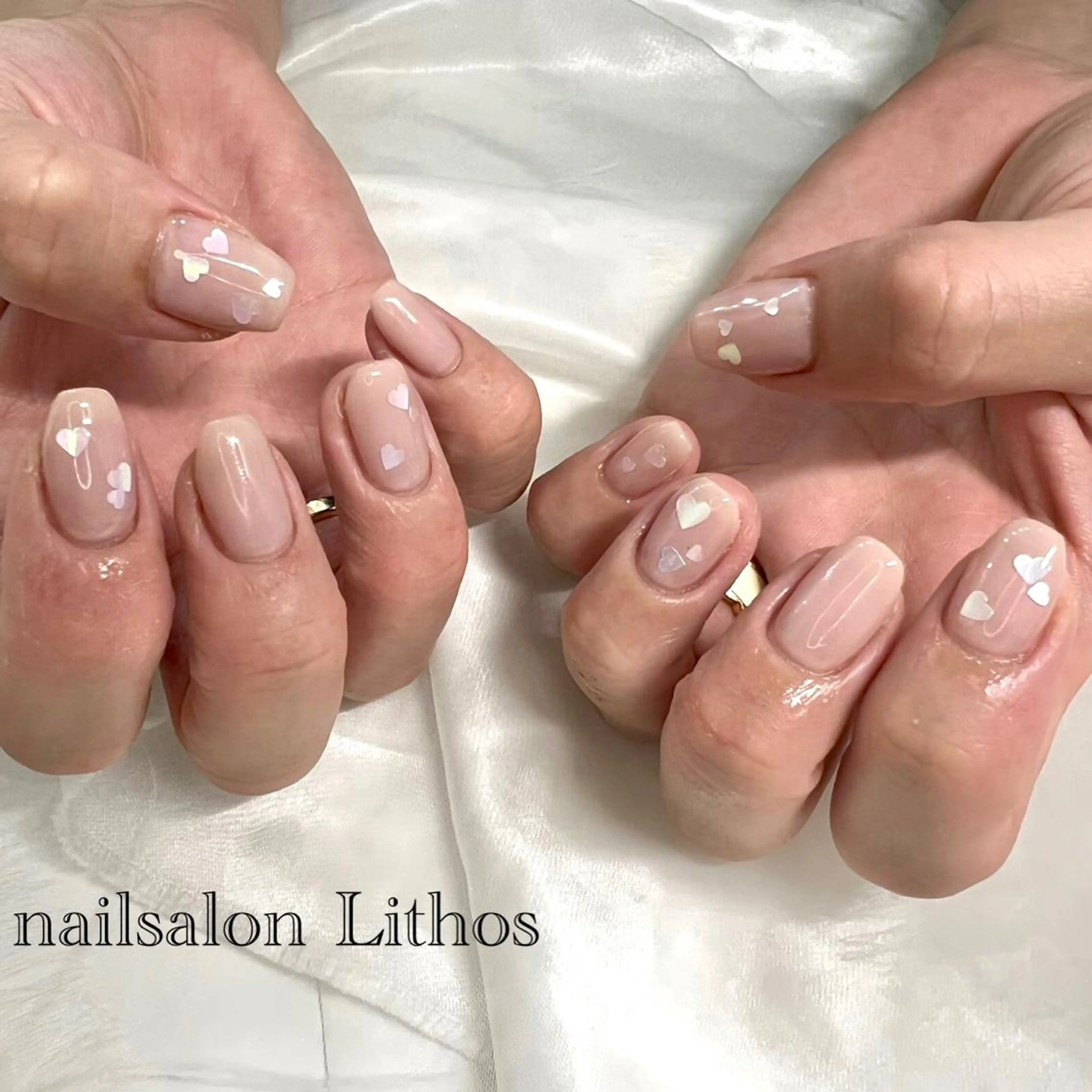 ネイル ハート ハンドネイル nailsalon Lithos所属・nailsalon Recontreのネイルデザイン