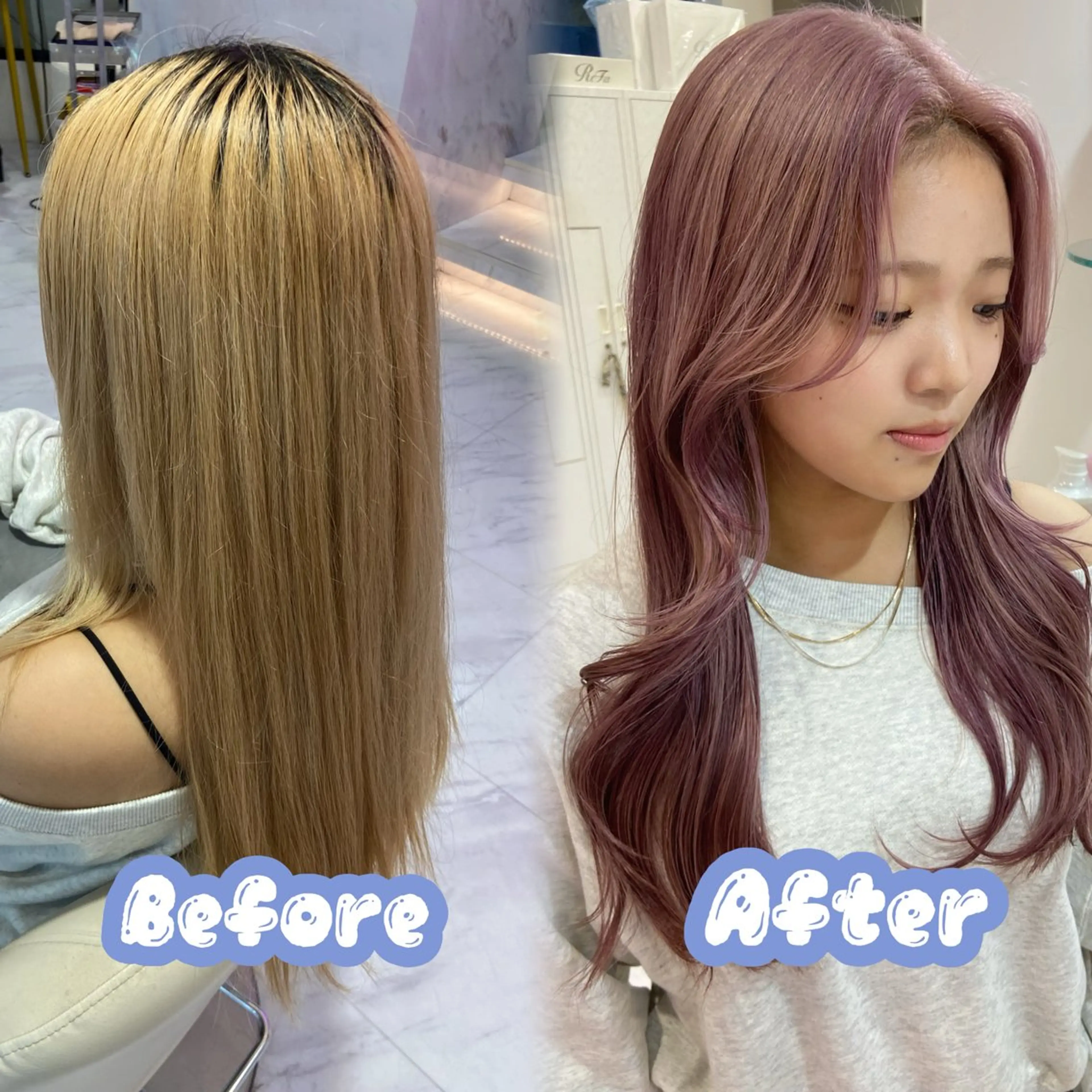 セミロング カラー ベージュカラー ピンクカラー ピンクベージュ カット ヘアカラー 名駅/ハイトーン /Y2k/YUNAのヘアスタイル