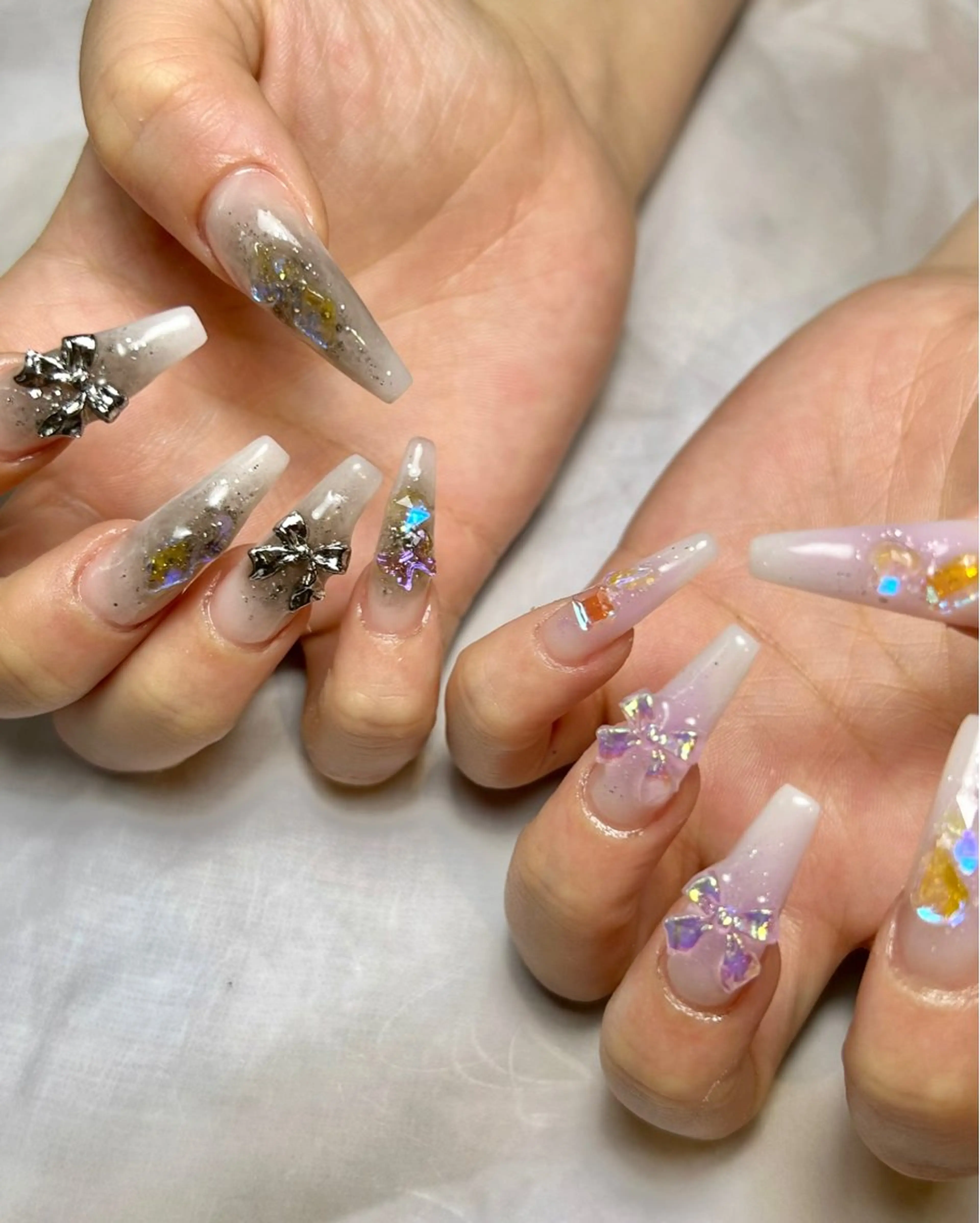 ネイル チークネイル グラデーション 持ち込み パープル ハンドネイル Reflection marikoのネイルデザイン