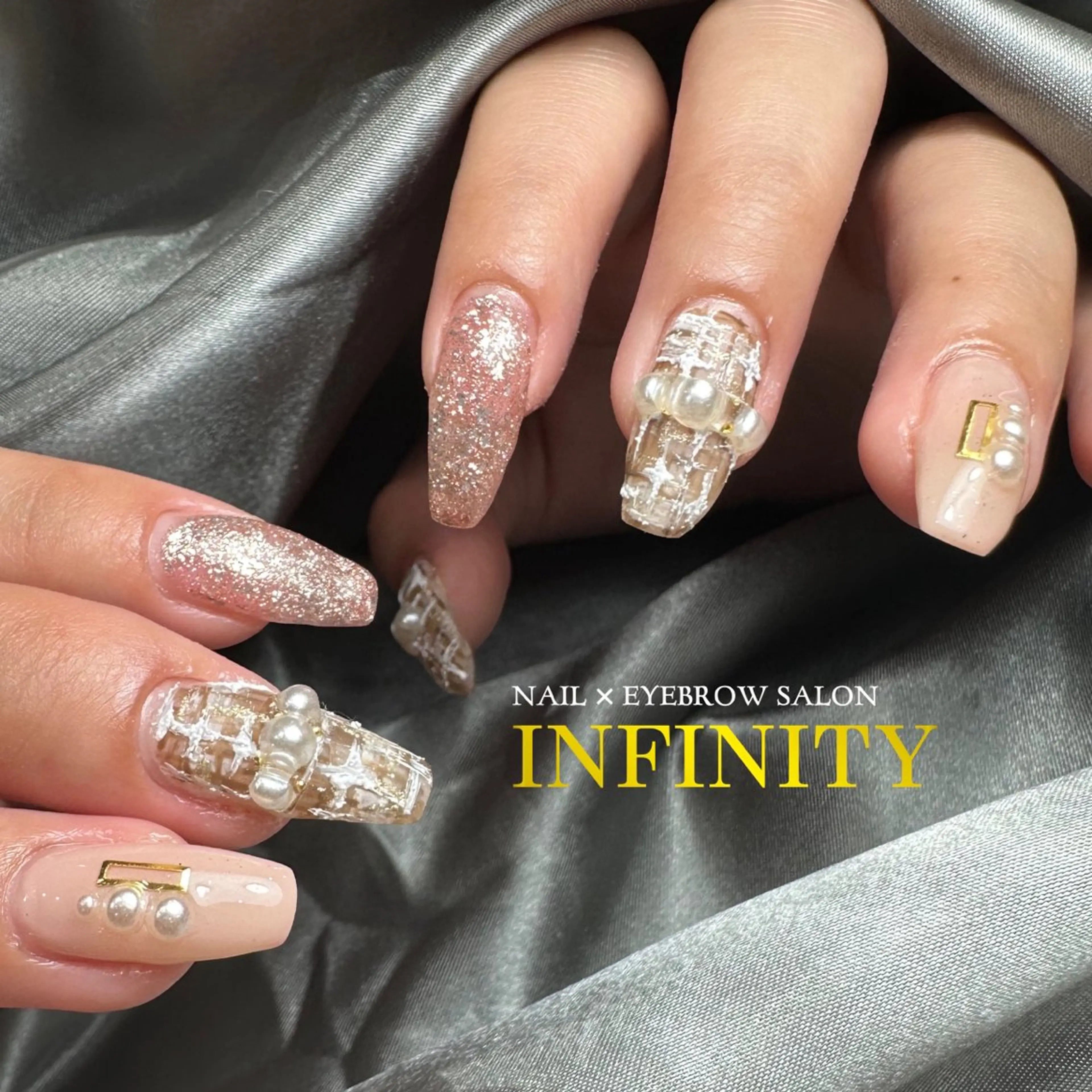 ネイル スカルプネイル ツイードネイル 冬ネイル ハンドネイル INFINITY所属・INFINITY nailのネイルデザイン