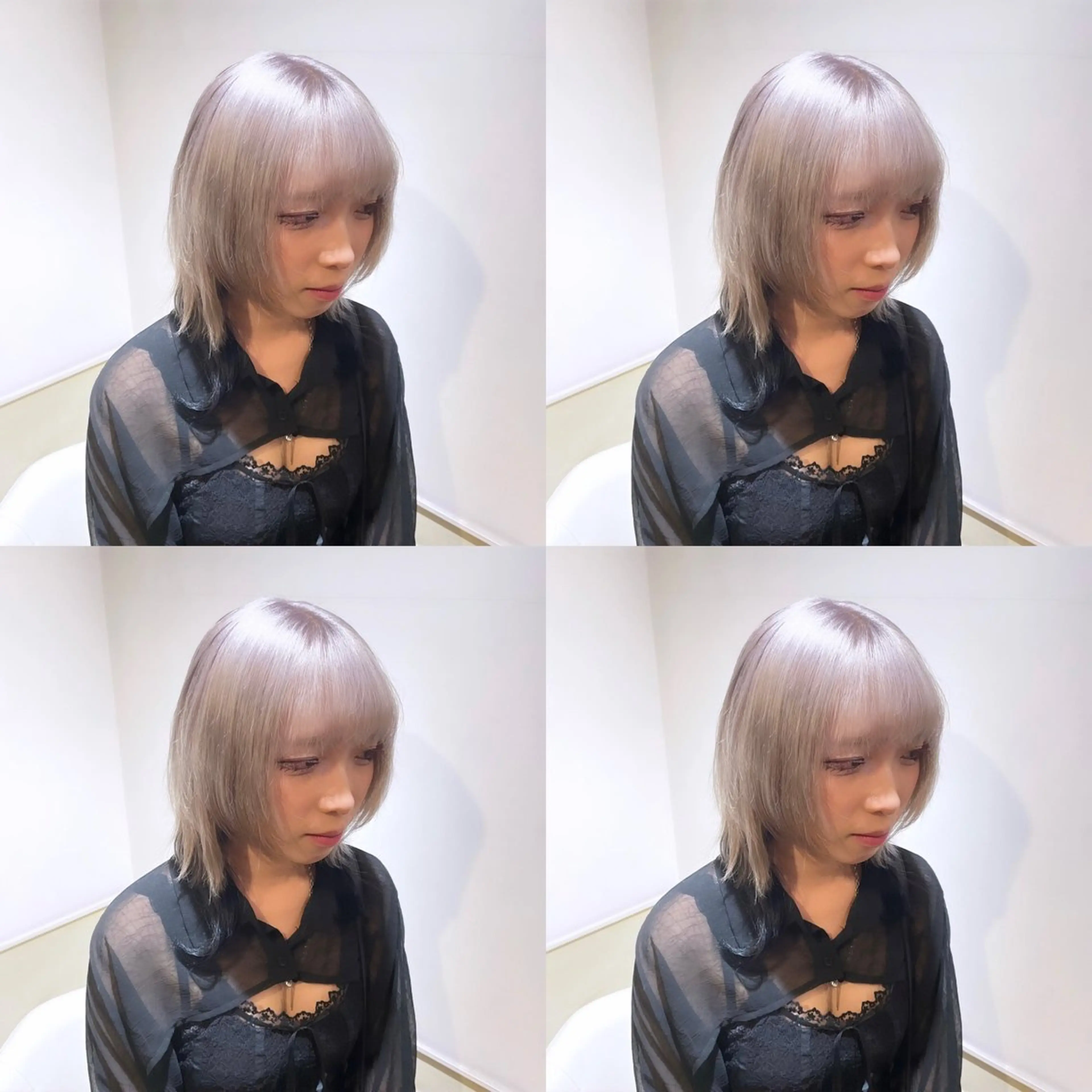 ミディアム カラー ベージュカラー 黒髪 ブルーカラー ブルーブラック ホワイトベージュ 🌟トップデザイナー 高橋🌟のヘアスタイル