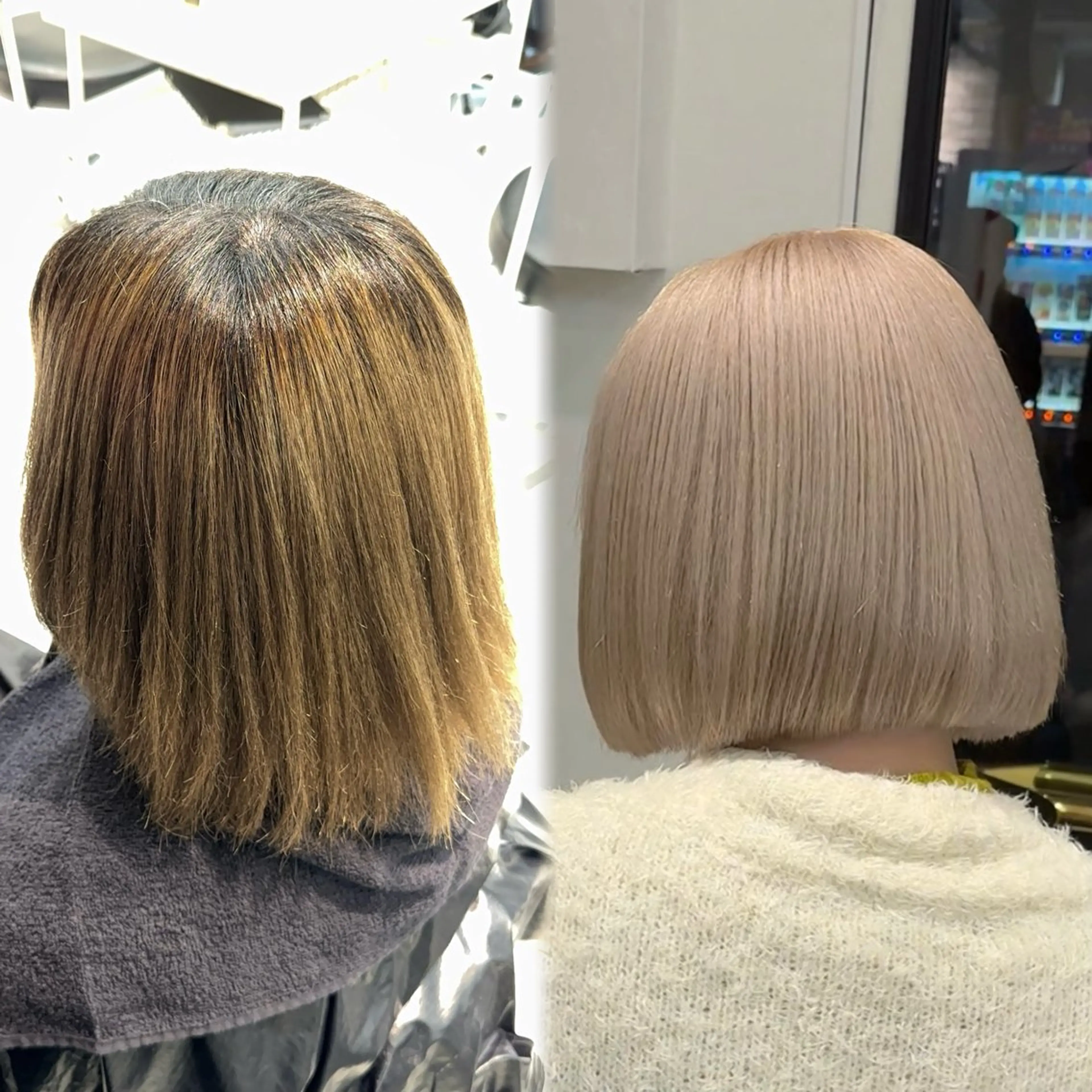 ミディアム カラー ヘアアレンジ ベージュカラー ブリーチ ブロンド デザインカラー ミルクティーベージュ ヘアカラー 複雑履歴修正/ ハイトーン職人/拓真のヘアスタイル