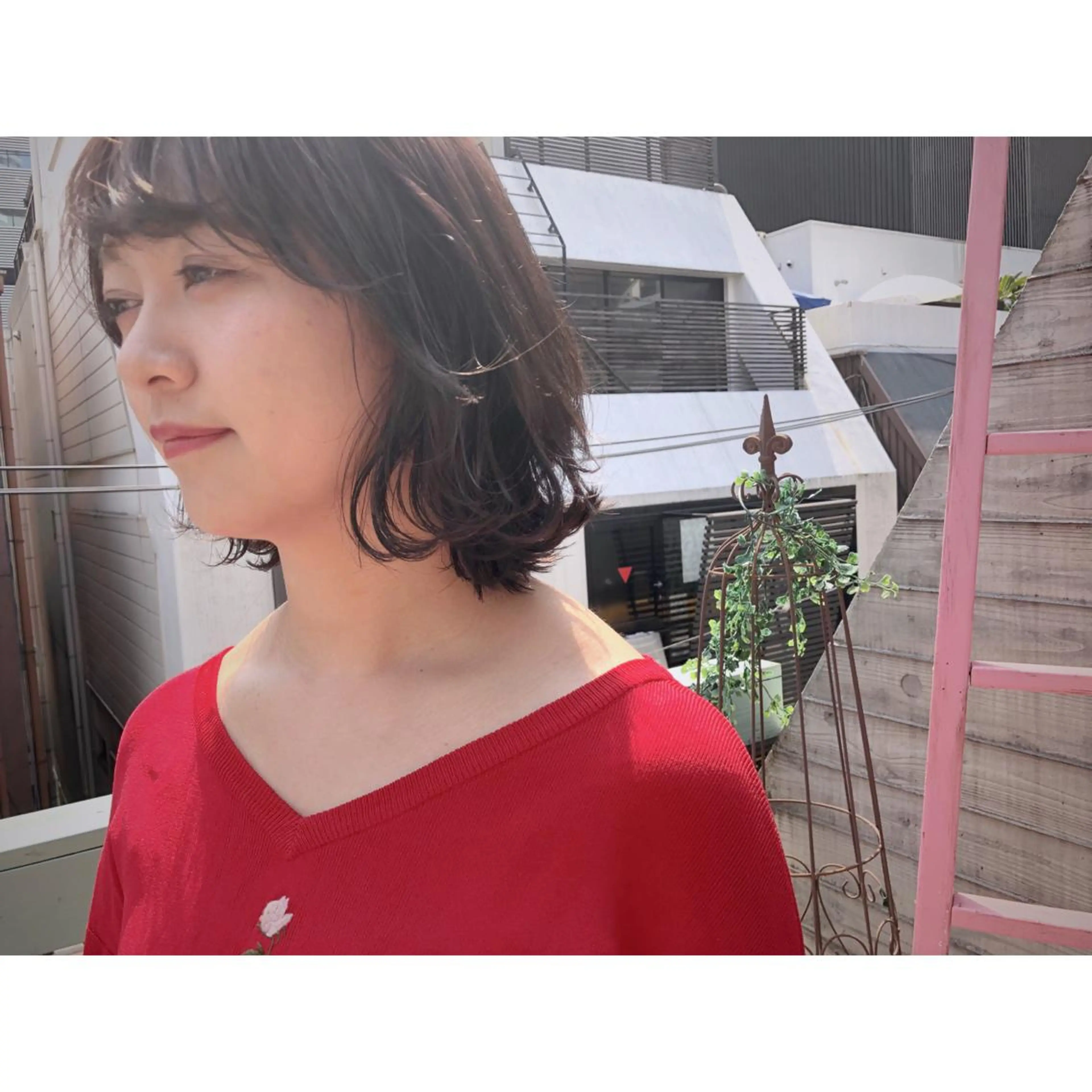 ミディアム カラー パーマ ヘアアレンジ 藤井 菜緒のヘアスタイル