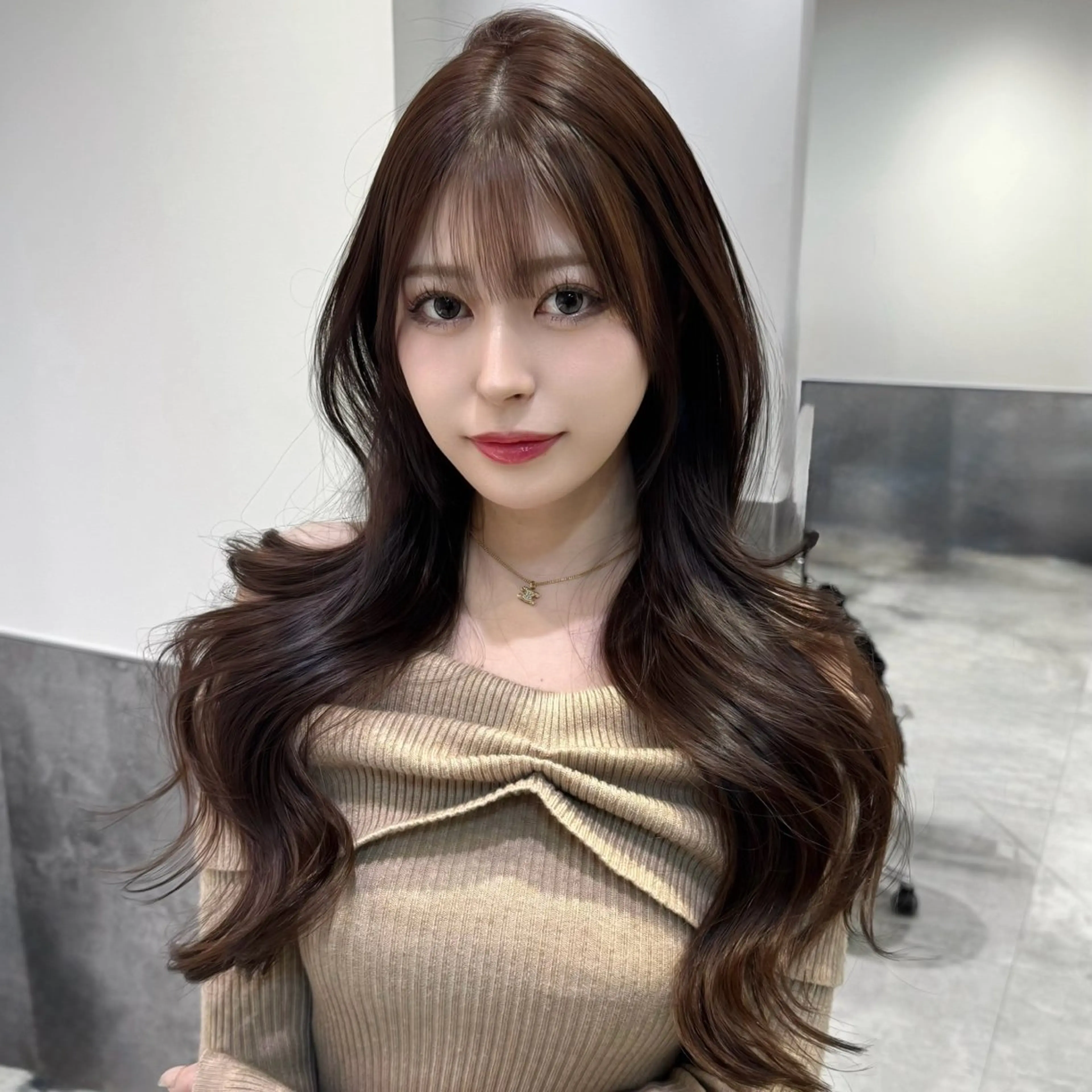 ロング カラー 顔周りカット レイヤーカット 小顔カット カット ヘアカラー トリートメント GO TODAY 原宿Verno店所属・韓国系支持率No.1 レイヤー特化/きょうのヘアスタイル