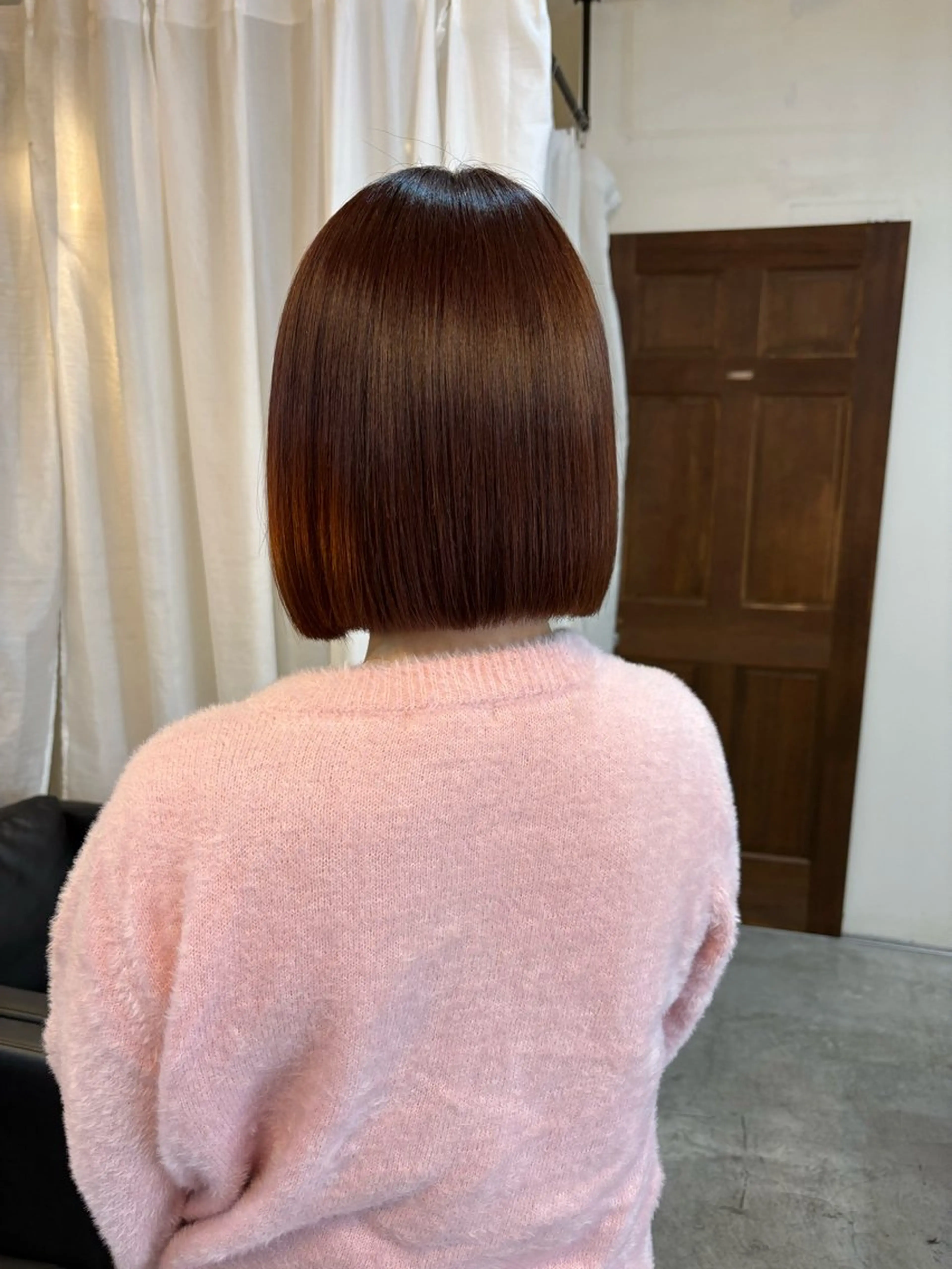 ミディアム カラー ピンクカラー ボブ カット ヘアカラー 顔周りカット ピンク カラー♡りりのヘアスタイル
