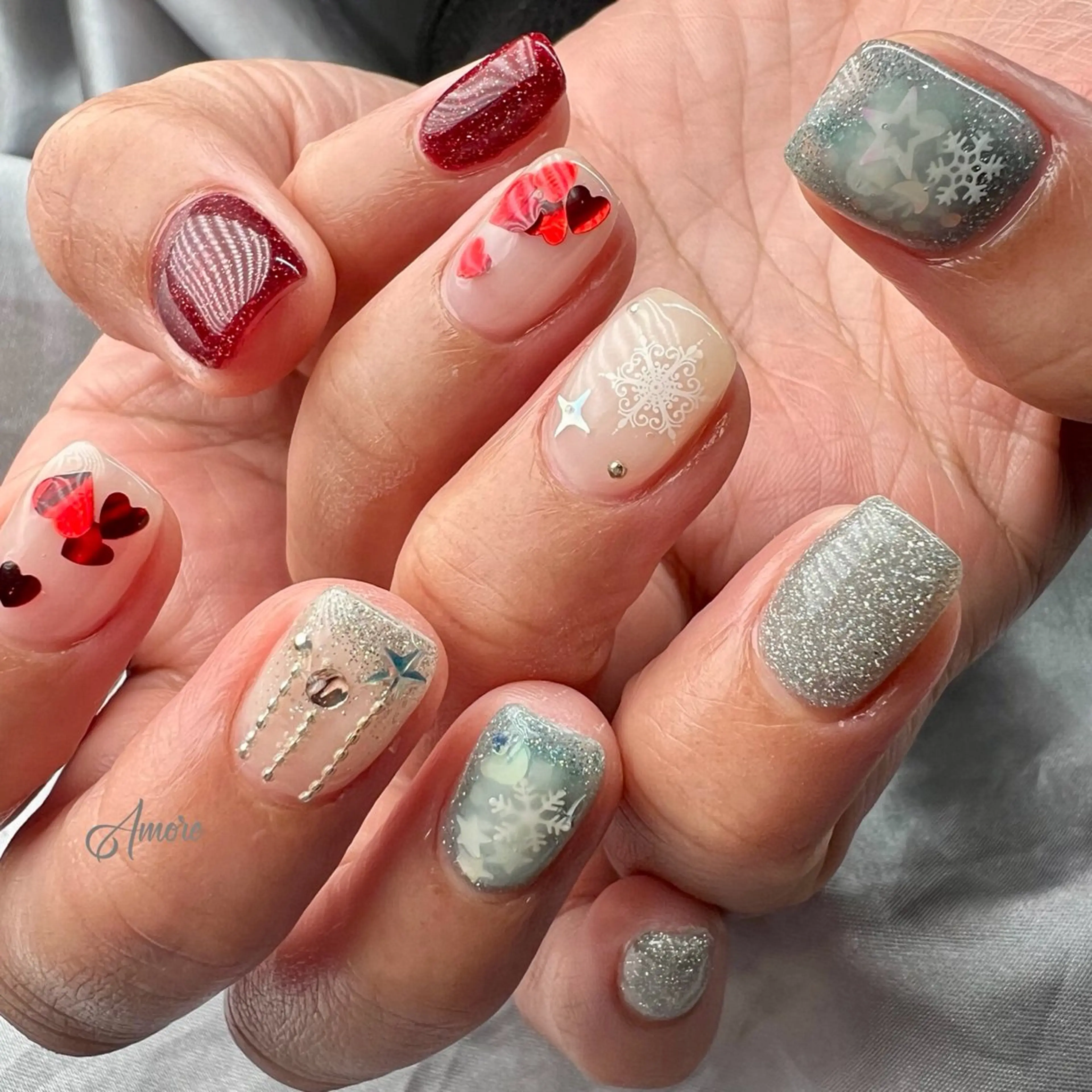 ネイル ジェルネイル キラキラネイル 韓国ネイル パラジェル 冬ネイル You kyehwaのネイルデザイン