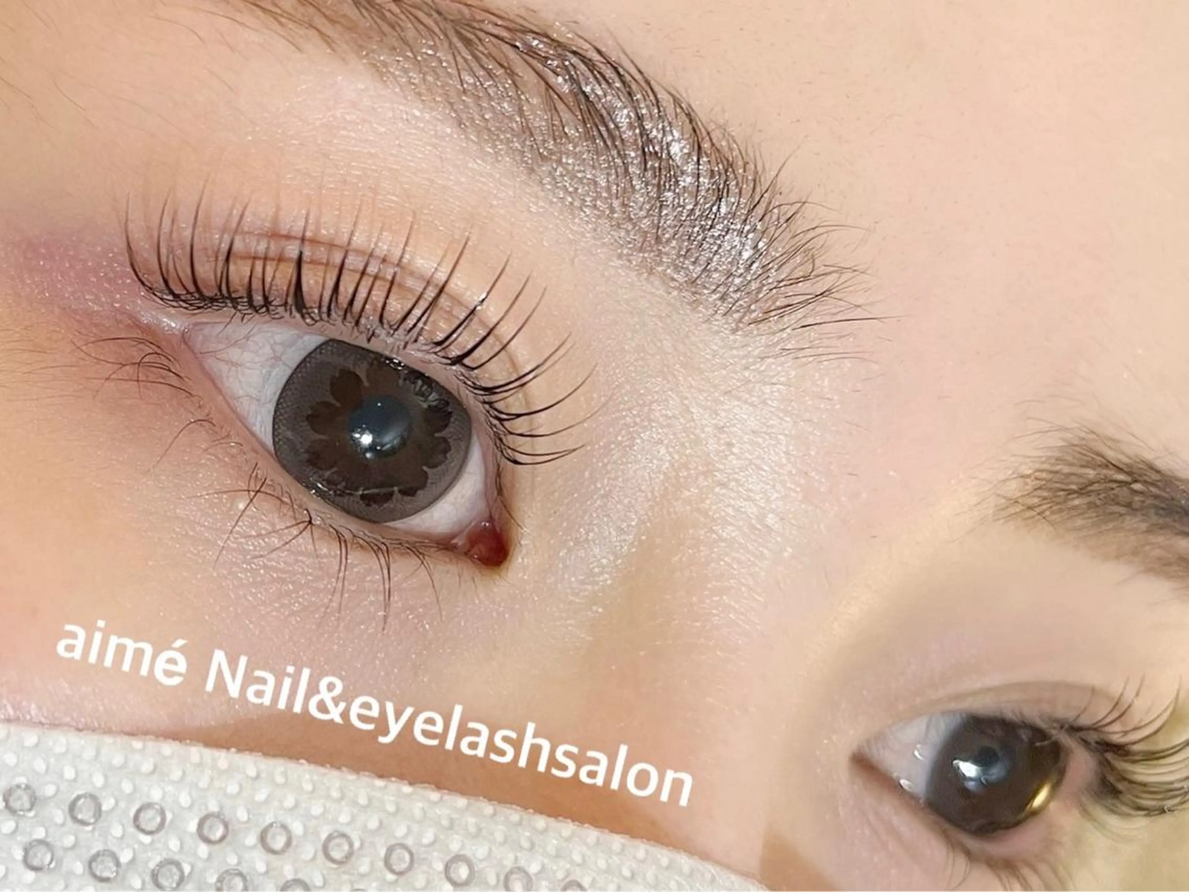 マツエク・マツパ バインドロック フラットラッシュ まつげパーマ 一重×まつ毛パーマ aime 中崎町のネイルデザイン