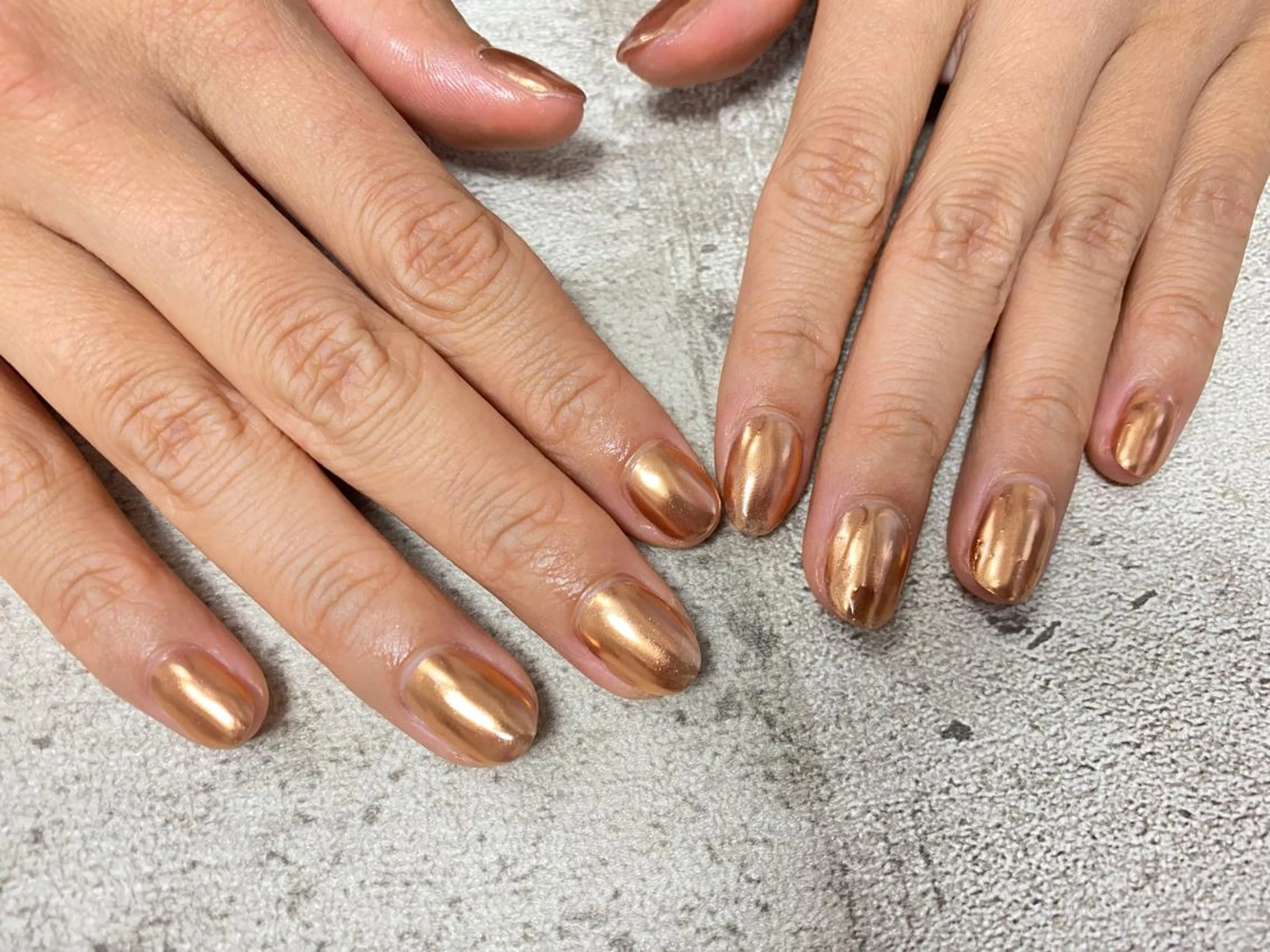 ネイル ブラウン ミラーネイル ワンカラーネイル Mogu nail 二子玉川のネイルデザイン