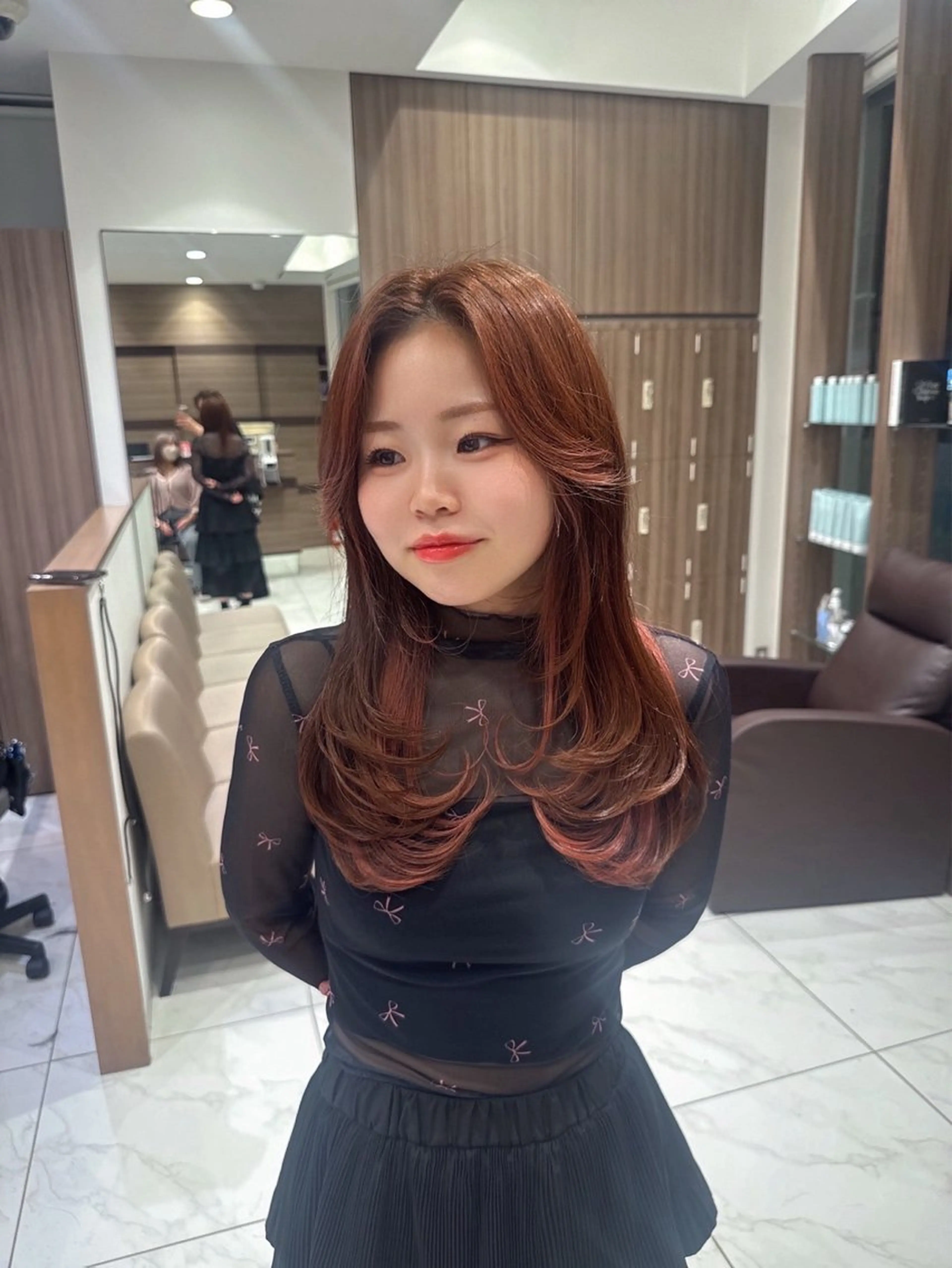 ロング カラー 髪質改善 レイヤーカット トリートメント カット トリートメント 菊池 遼/透明感 /韓国レイヤー/艶感のヘアスタイル