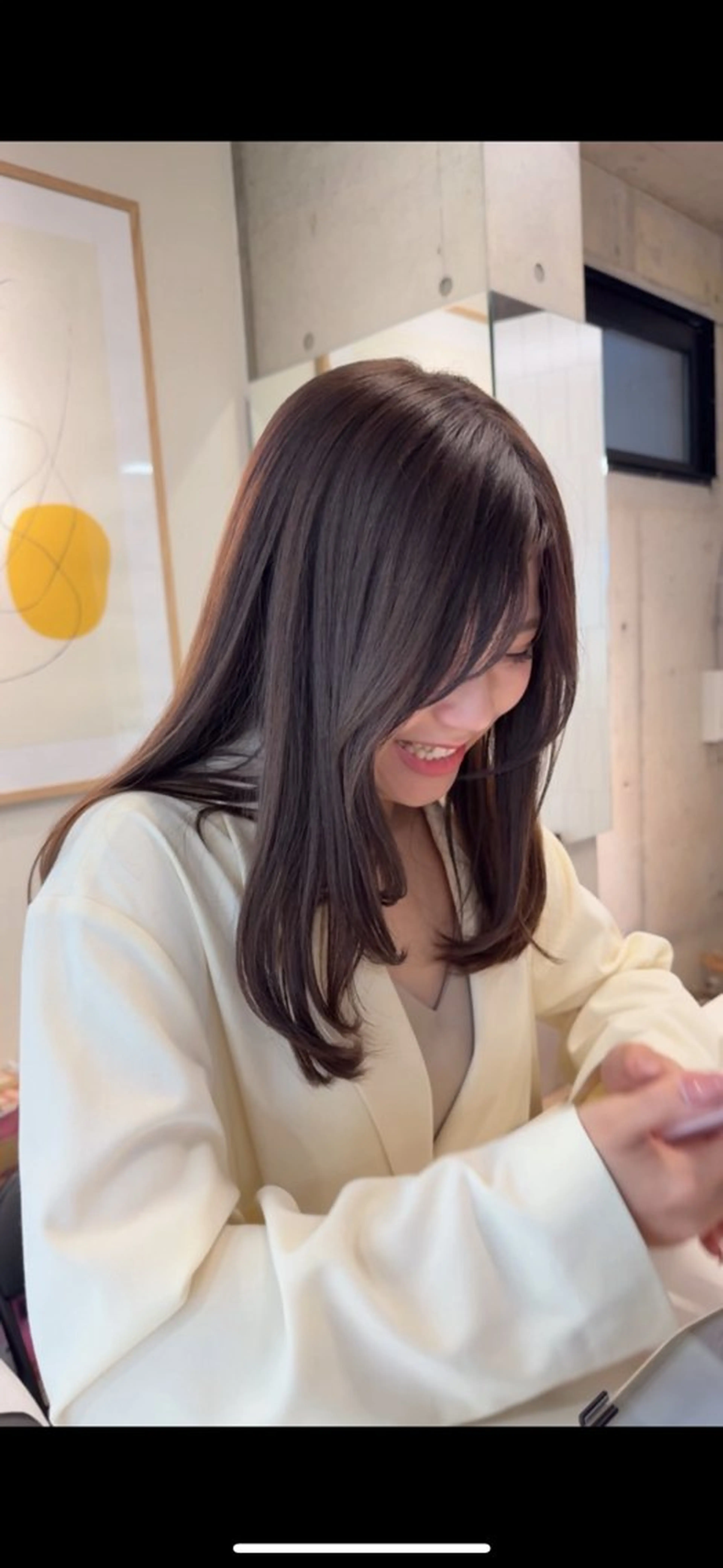 ミディアム レイヤーカット トリートメント カット ヘアカラー トリートメント ban's beauty dream所属・透明感／髪質改善 ／ りかのヘアスタイル