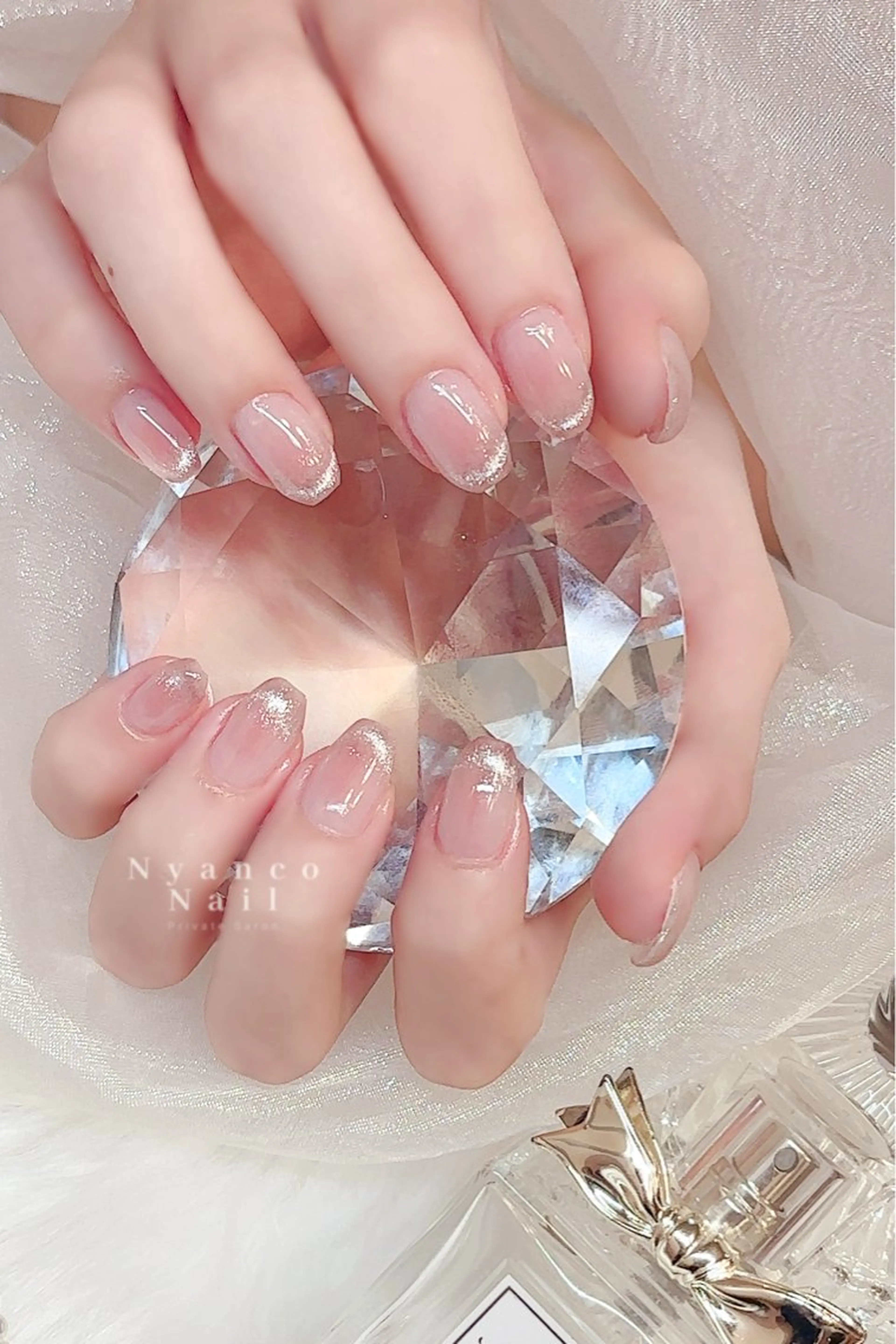 ネイル チークネイル フレンチネイル ジェルネイル 氷ネイル・うるうるネイル キラキラネイル Nyanco Nailのネイルデザイン
