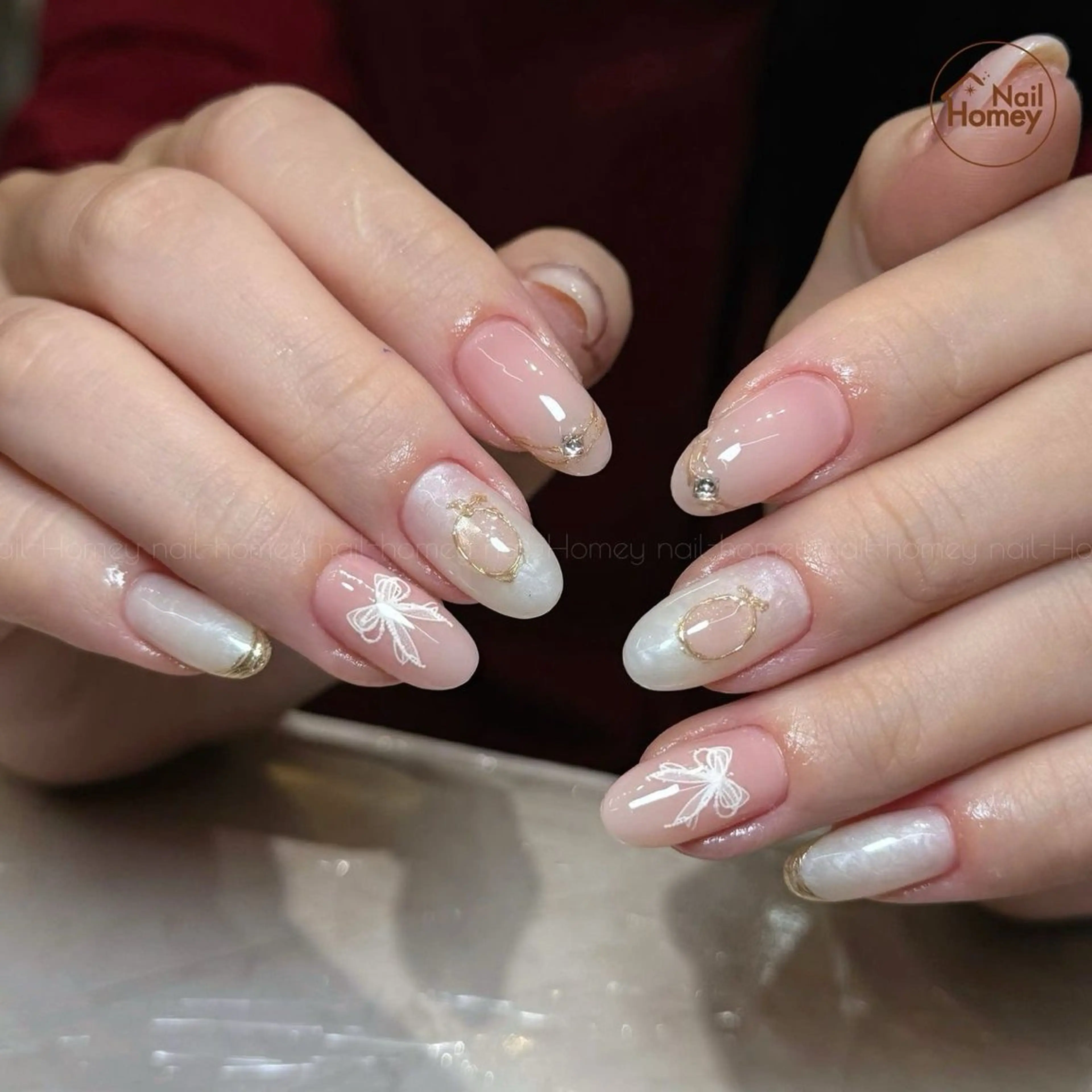 ネイル 韓国ネイル 持ち込み ニュアンスネイル ネイルチップ 冬ネイル RINN ANA.CHUOのネイルデザイン