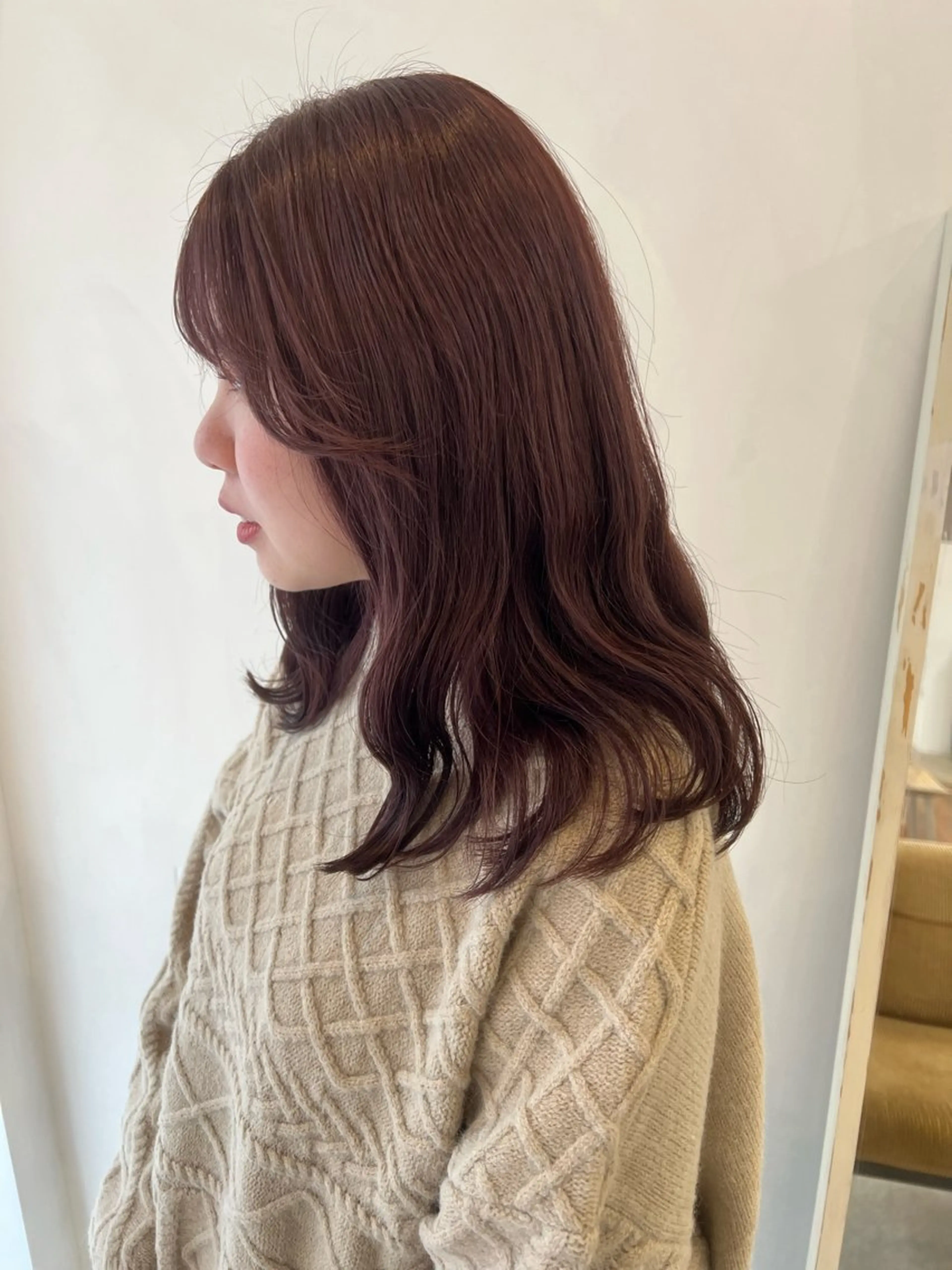 ミディアム カラー カット ヘアカラー トリートメント 長田 唯のヘアスタイル