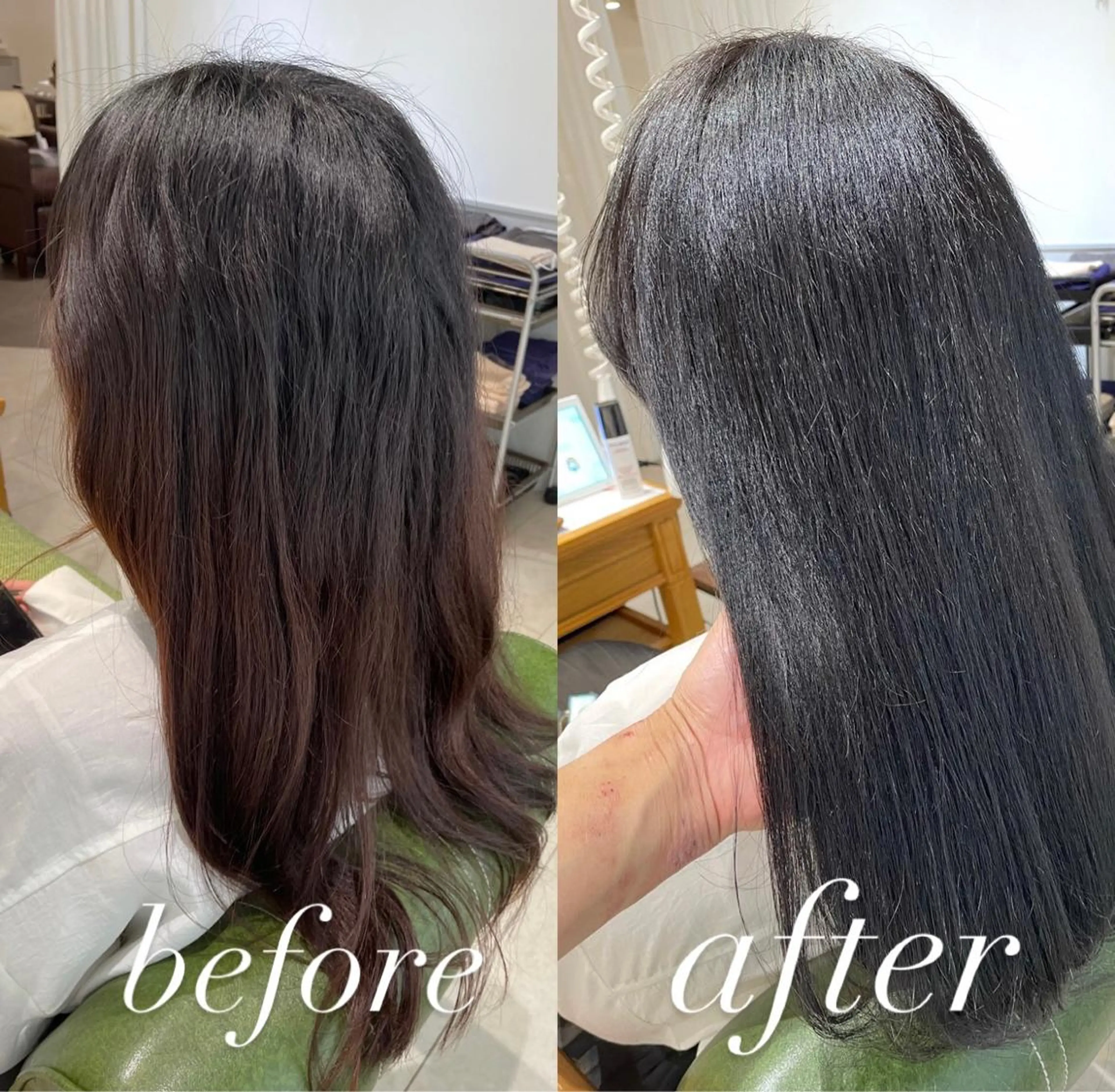 セミロング カラー 黒髪 ブルーカラー ブルーブラック カット ヘアカラー トリートメント ヘッドスパ 過去一の柔髪ヘア 🌿IVYjoureのヘアスタイル