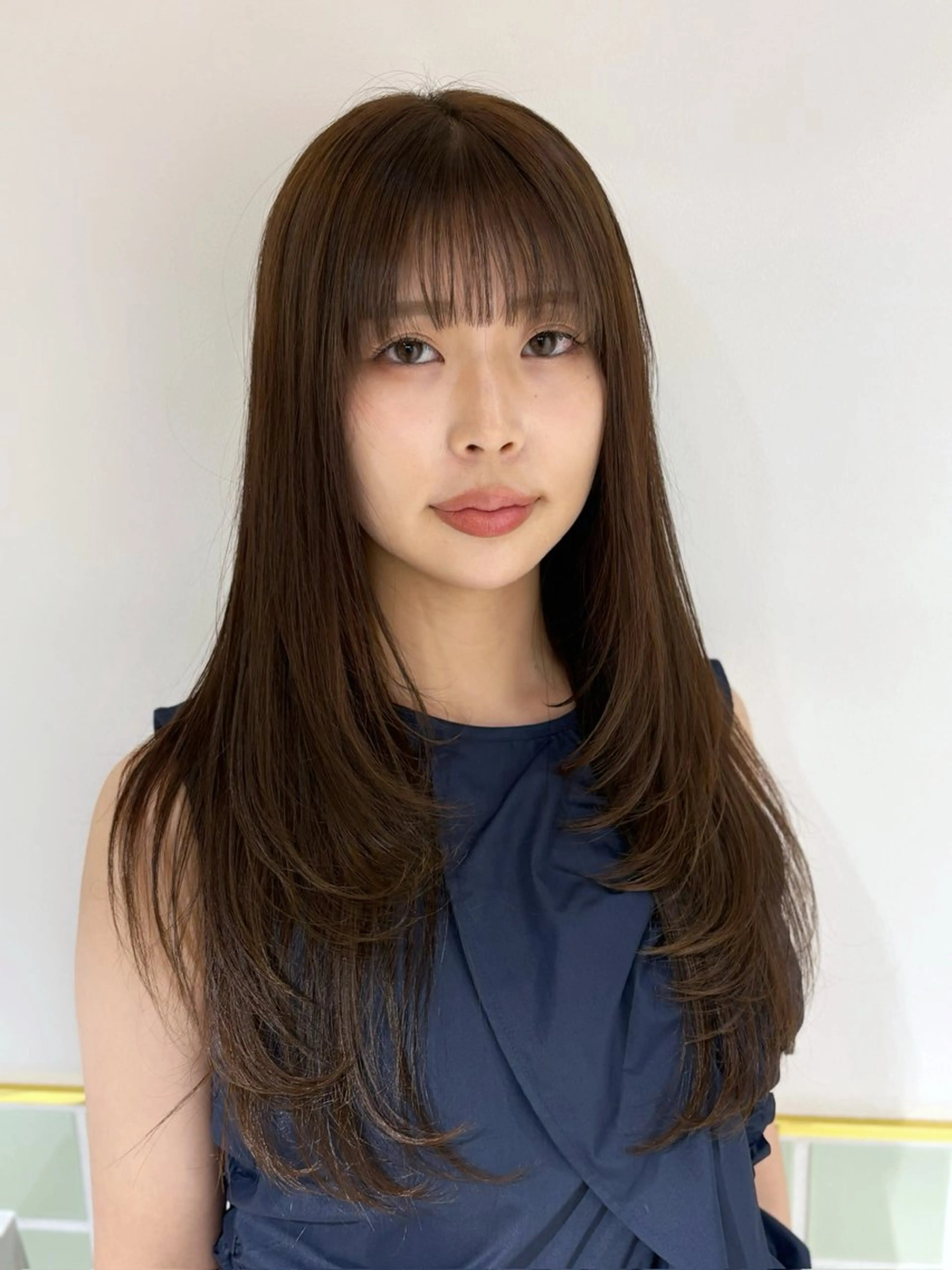 セミロング カラー ヘアアレンジ 透明感カラー くびれヘア 顔まわりレイヤー 顔周りカット 韓国風ヘア ®️レイヤー/透明感 カラー/星野六三四のヘアスタイル