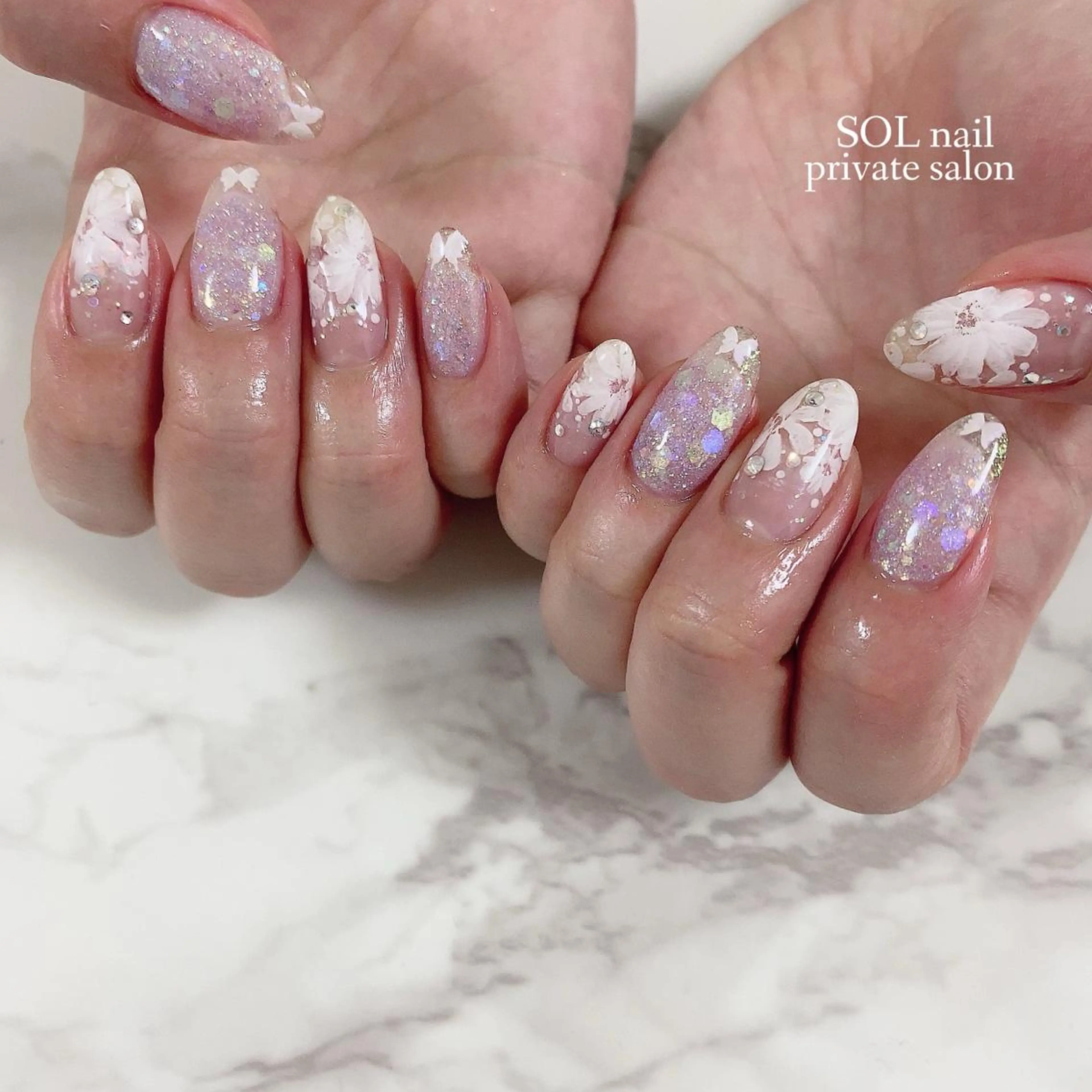 ネイル クリアネイル フレンチネイル ハンドネイル SOL NAILのネイルデザイン