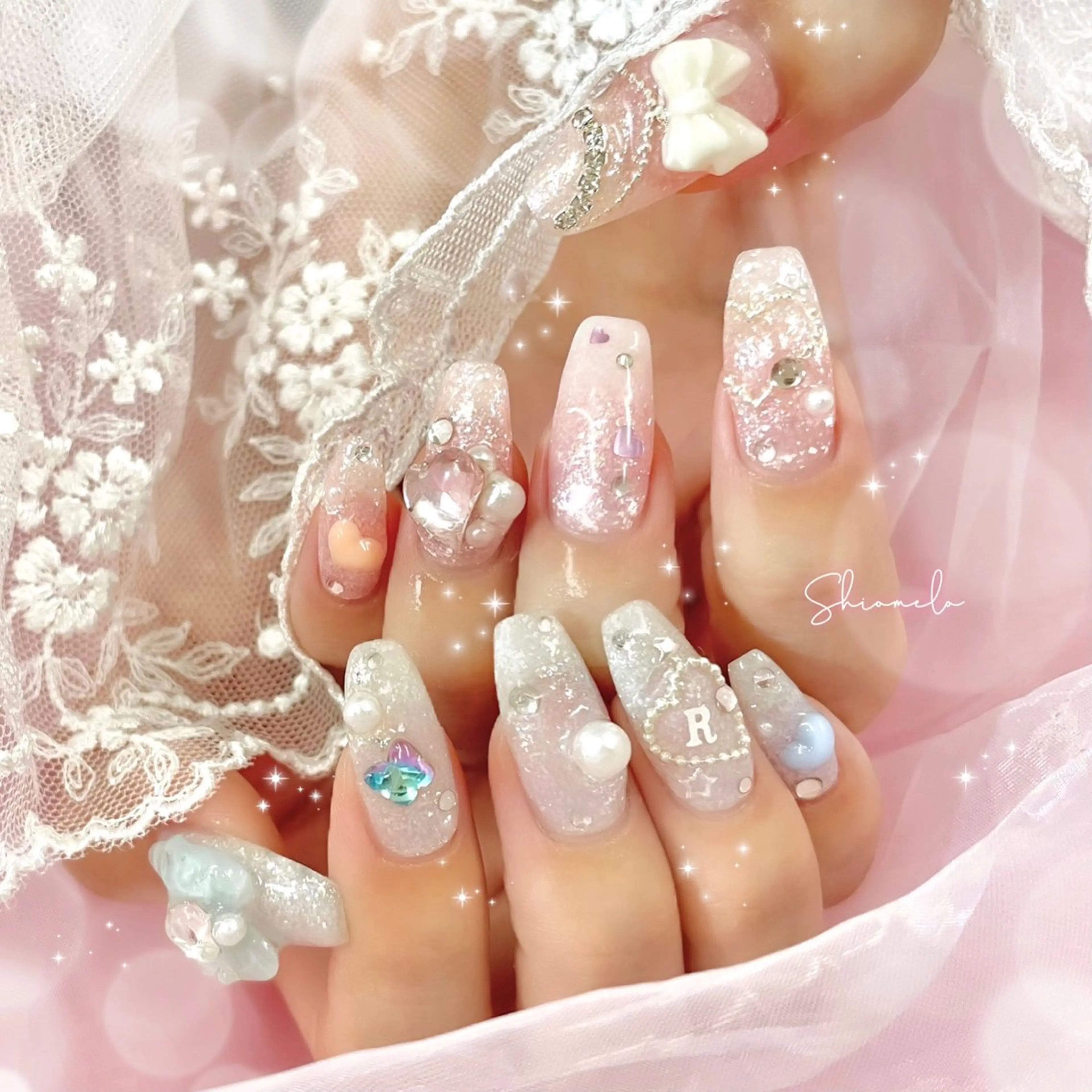 ネイル ガーリー 韓国ネイル Maison de l'Angeのネイルデザイン