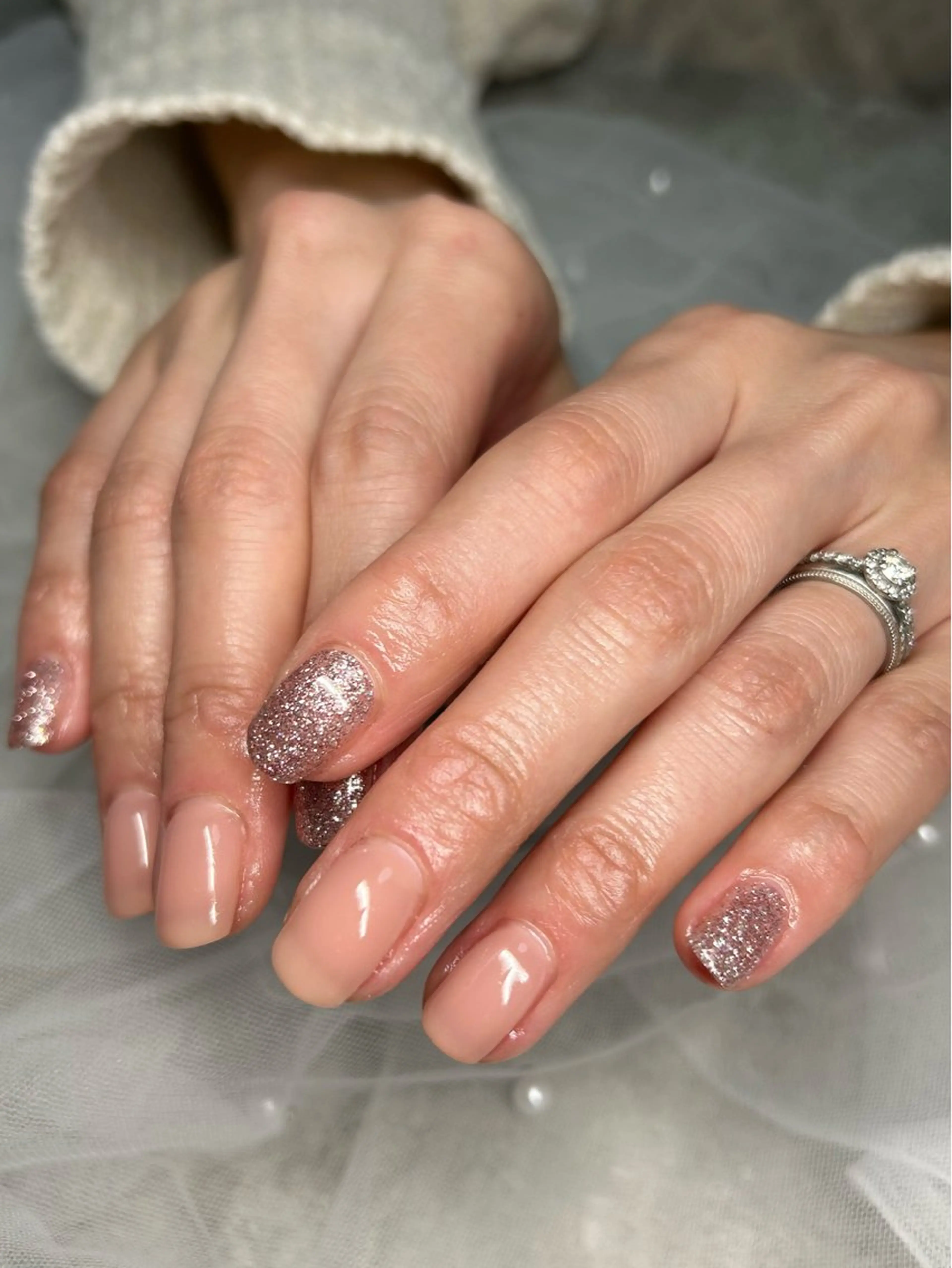 ネイル ラメ(グリッター) ワンカラーネイル ハンドネイル ten nail salon　かえでのネイルデザイン