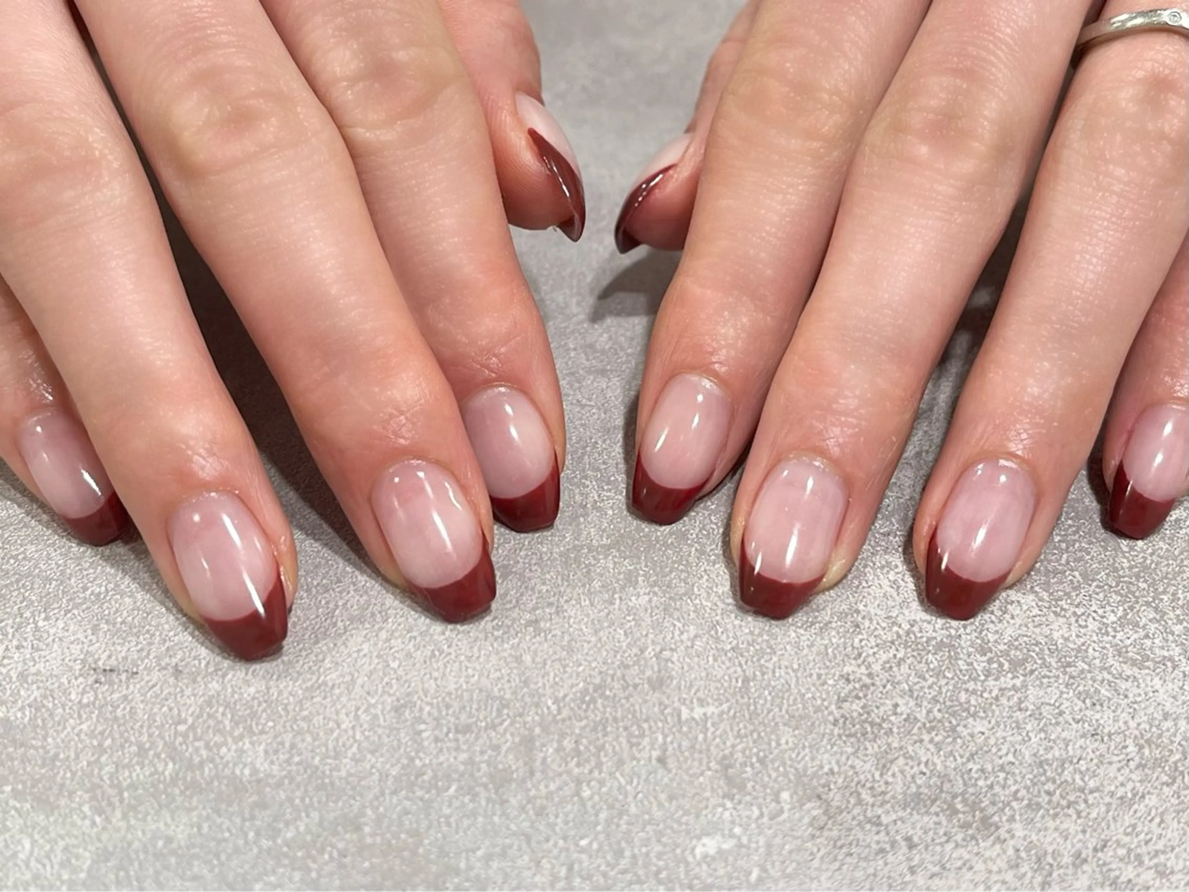 ネイル ボルドー フレンチネイル ハンドネイル LORAN  Lim EYE&NAIL【ローランリム】所属・LORAN Lim 紫月のネイルデザイン