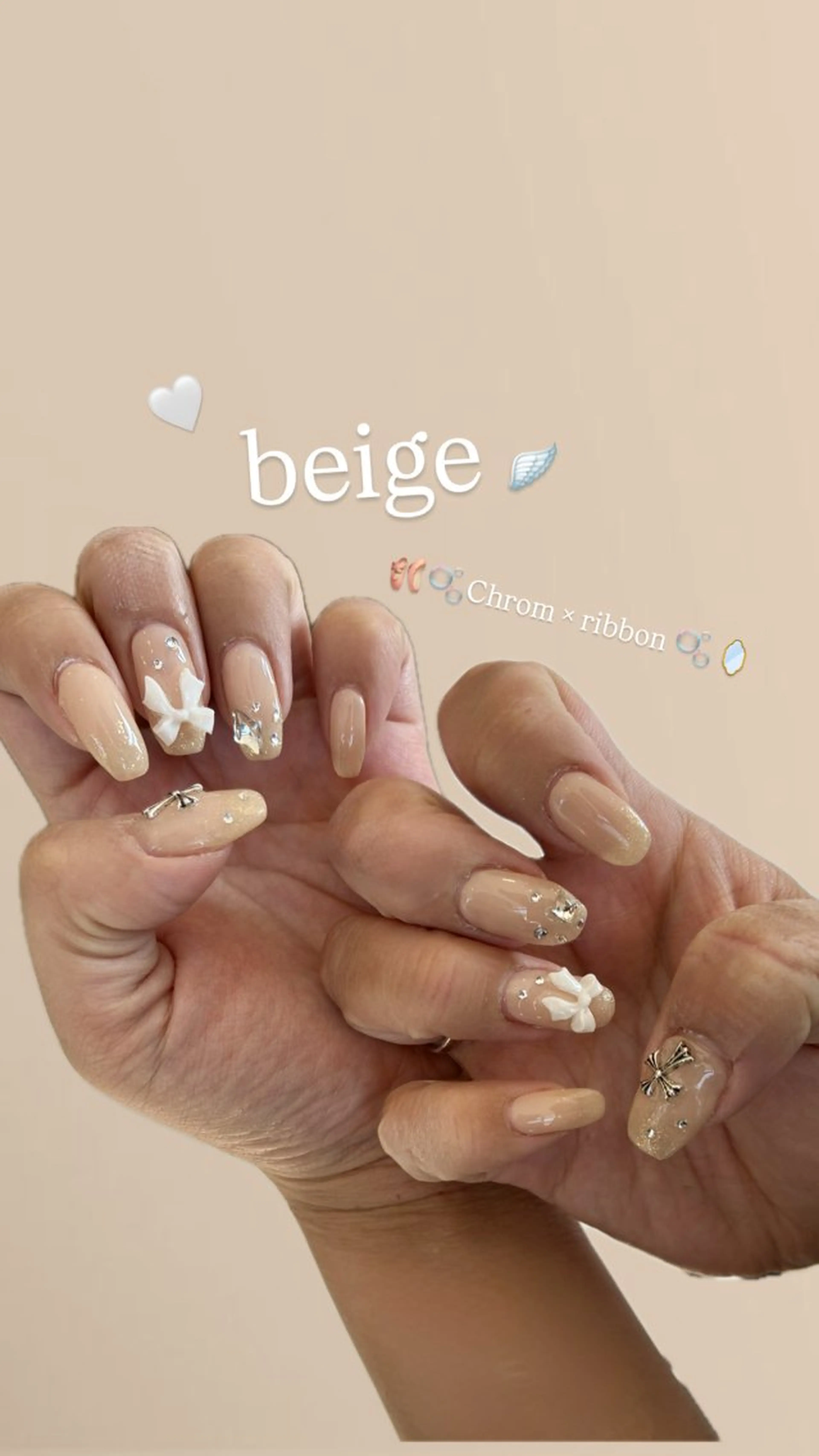 ネイル 持ち込み リボン ワンホンネイル ネイリスト 未來のネイルデザイン
