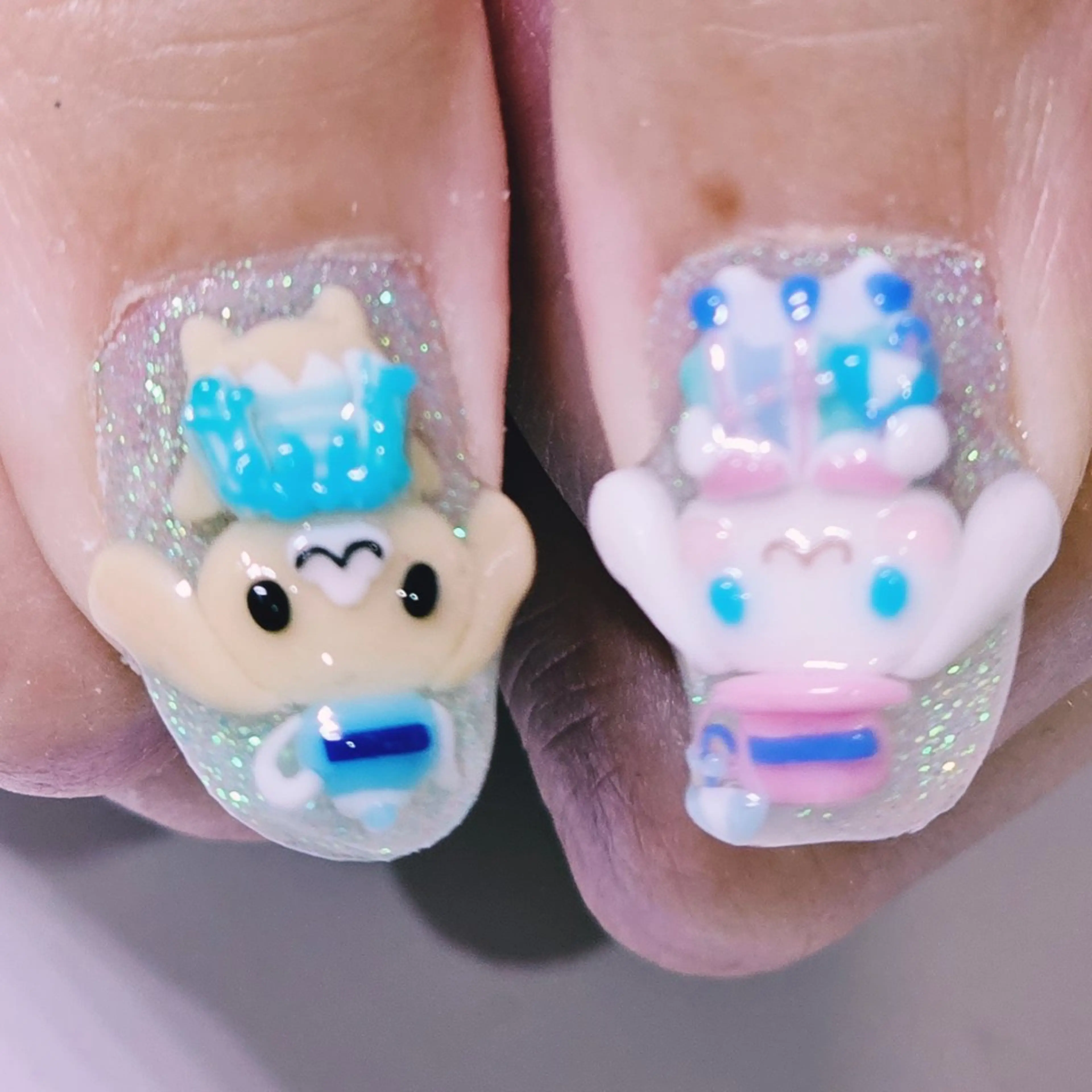 ネイル アートネイル ラメ(グリッター) ホワイト ハンドネイル よしだ ひろきのネイルデザイン