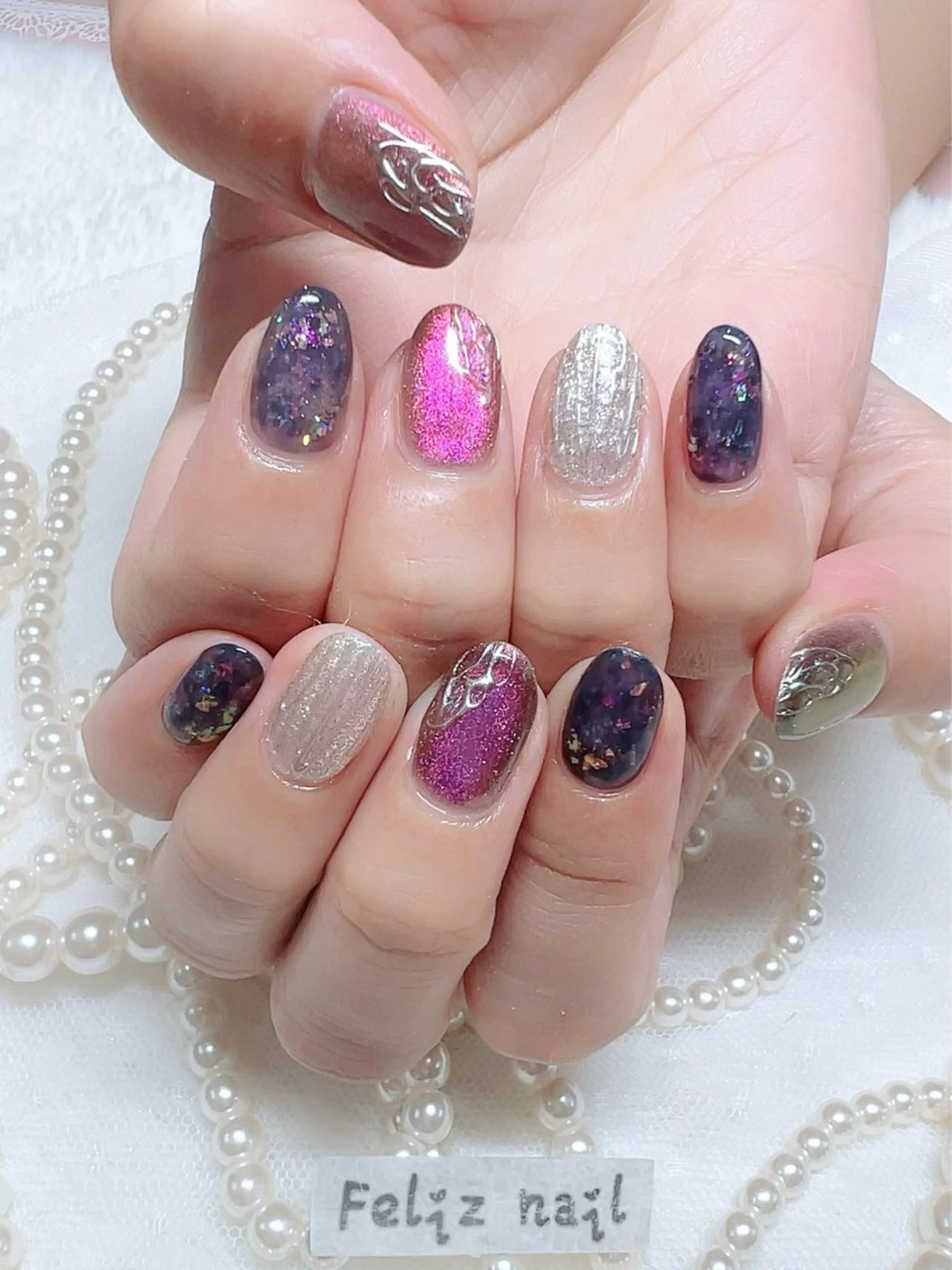 ネイル ジェルネイル キラキラネイル マグネットネイル ニュアンスネイル オフィスネイル ユキカ （ネイリスト）のネイルデザイン