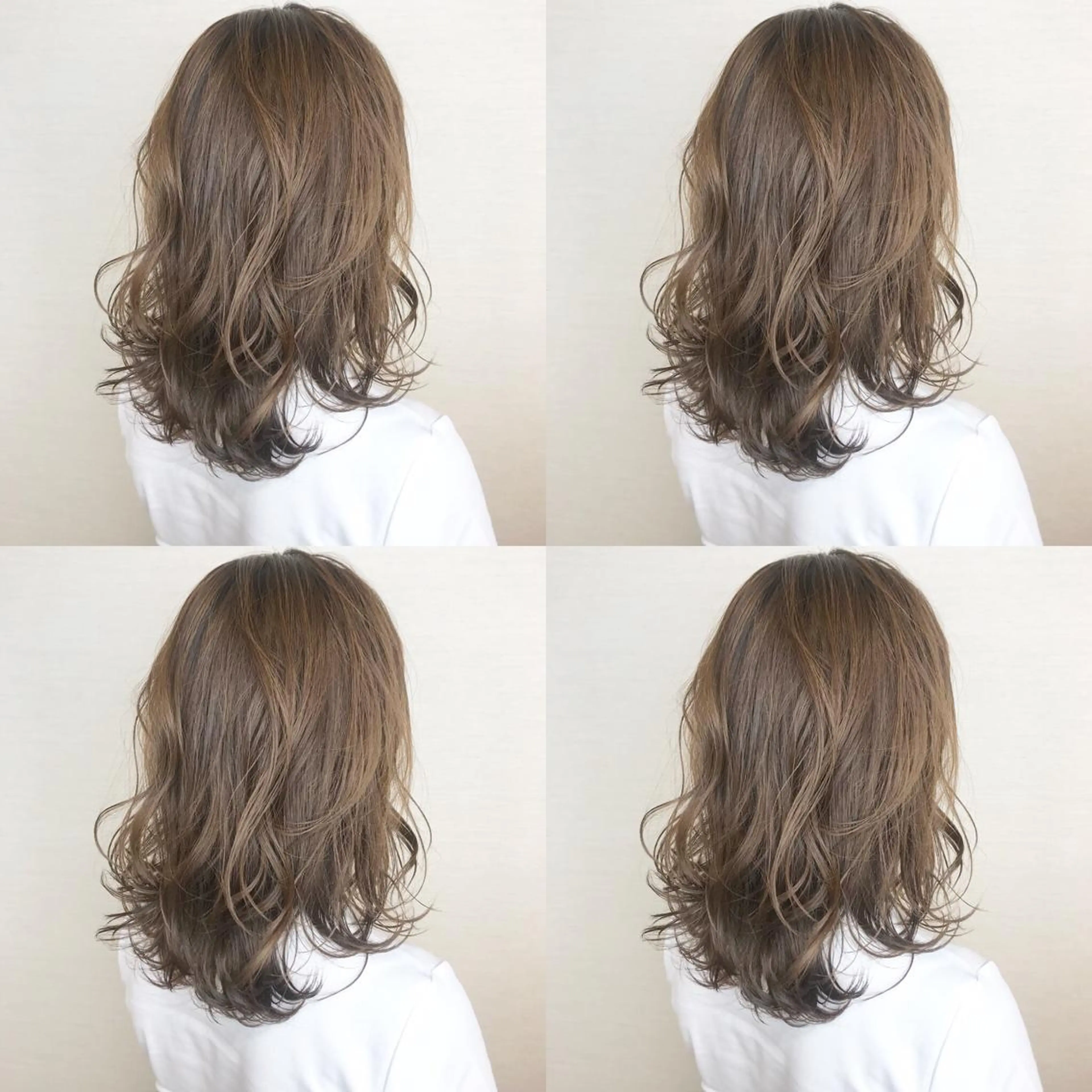 セミロング カラー ベージュカラー ハイトーンカラー 韓国レイヤーカット/ ダブルカラーのヘアスタイル