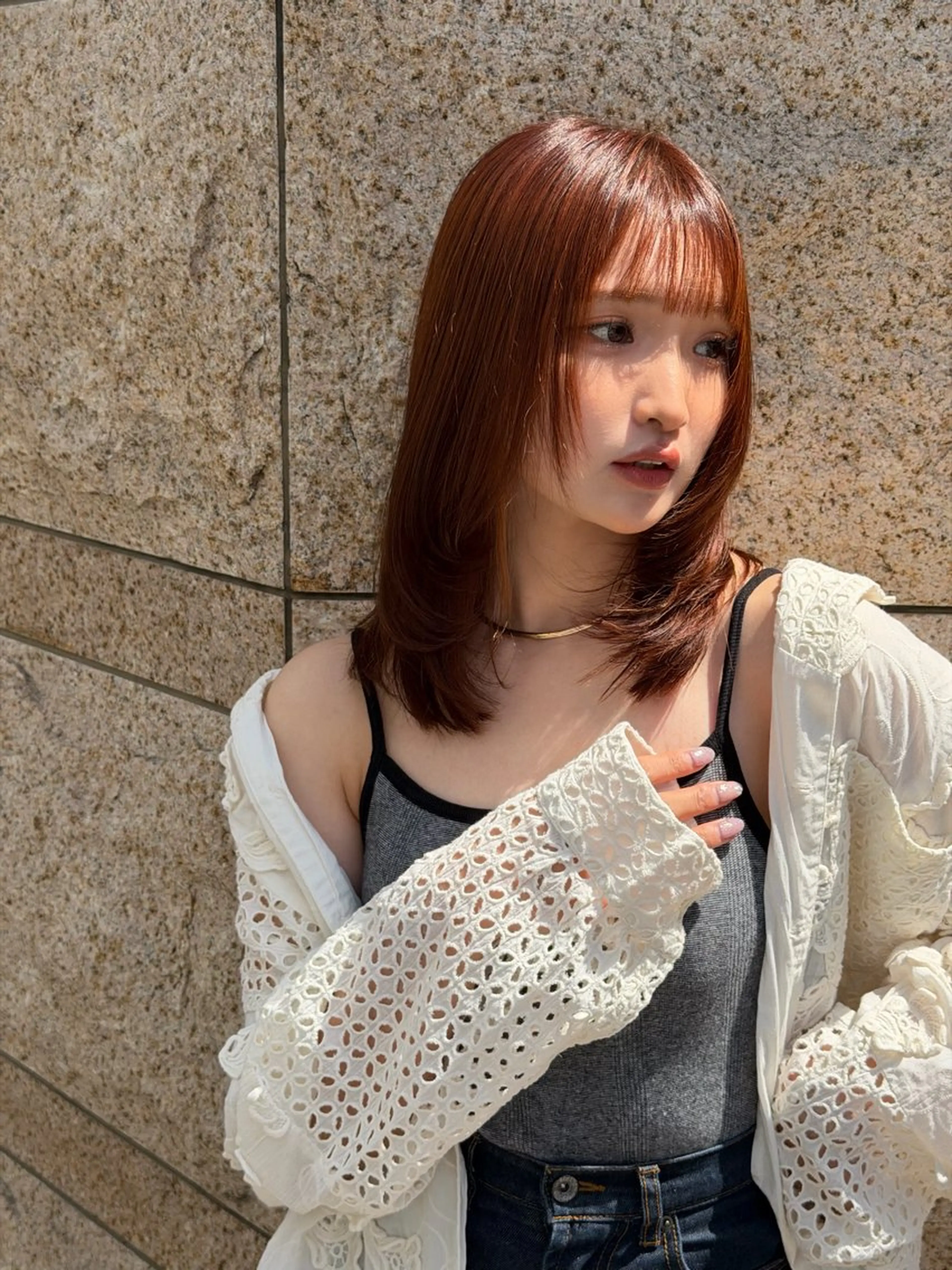 ミディアム カラー ブリーチ ダブルカラー オレンジ レイヤーカット カット ヘアカラー トリートメント 🫧ショート/ボブ 池袋西口・泡渕✂️のヘアスタイル