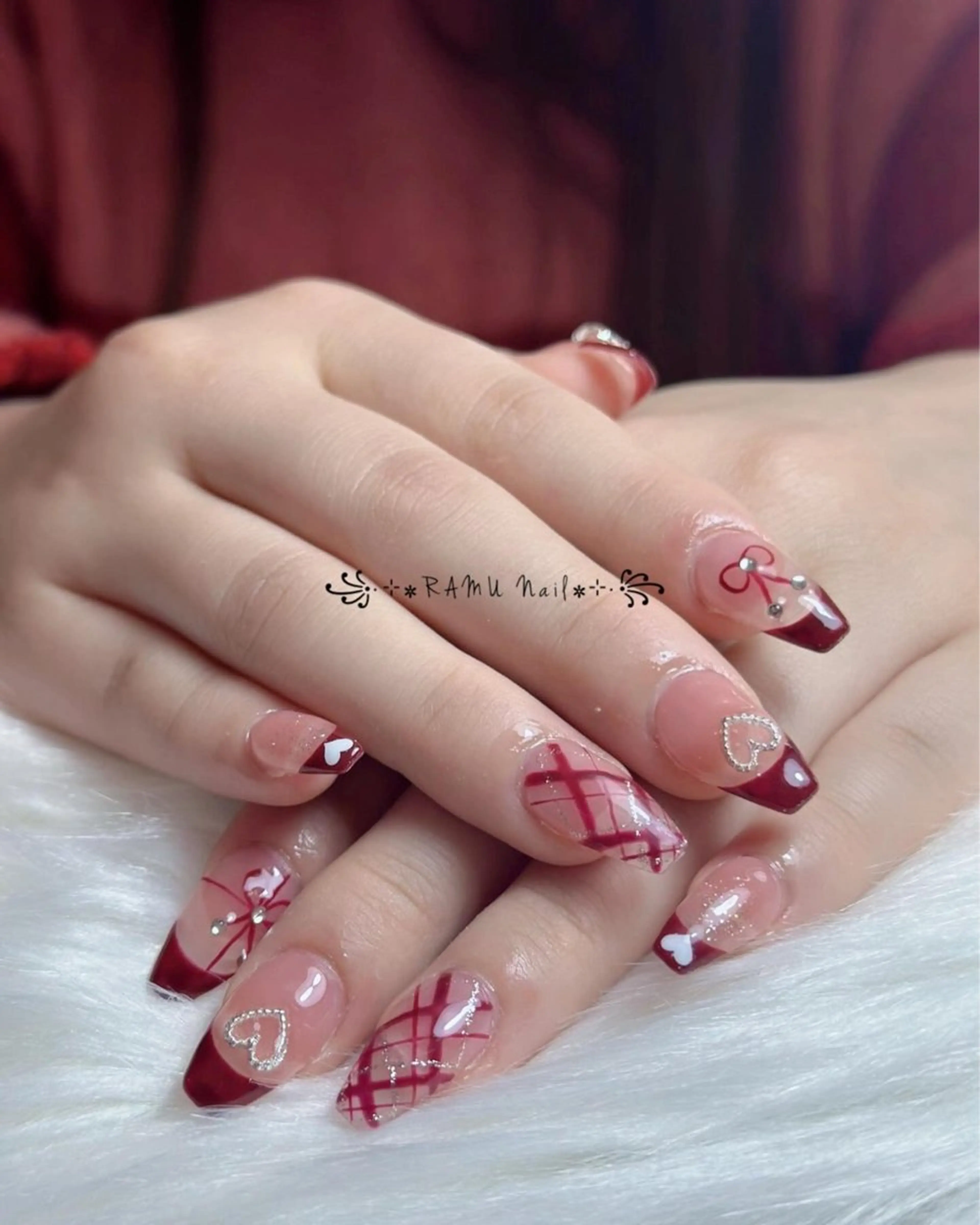 ネイル フレンチネイル 韓国ネイル シンプルネイル ワンホンネイル 冬ネイル ハンドネイル RAMU Nail 恵比寿店のネイルデザイン