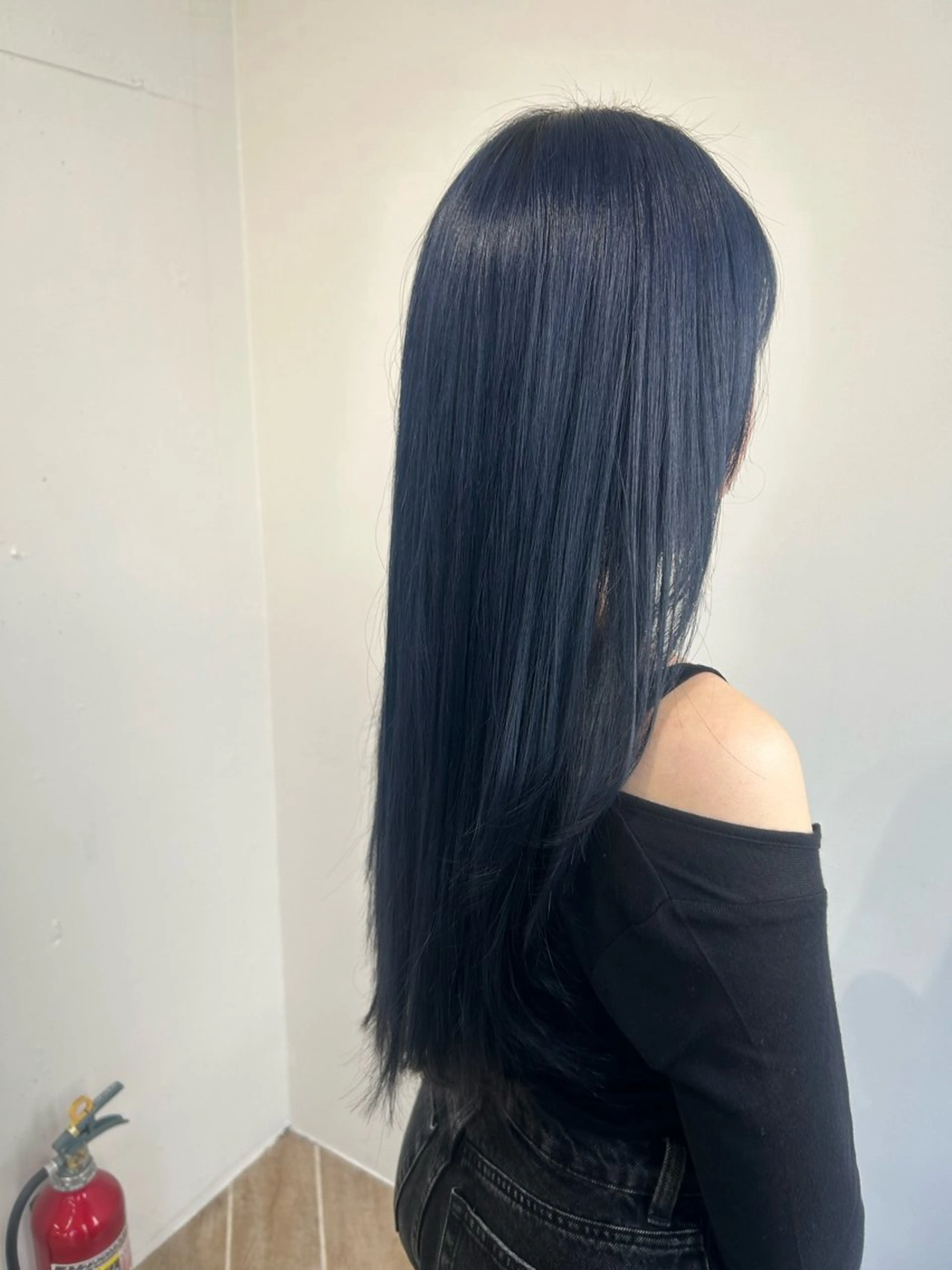 カラー ネイビーカラー ヘアカラー トリートメント ベージュ/ダブルカラ ー/新潟駅/青柳萌果のヘアスタイル