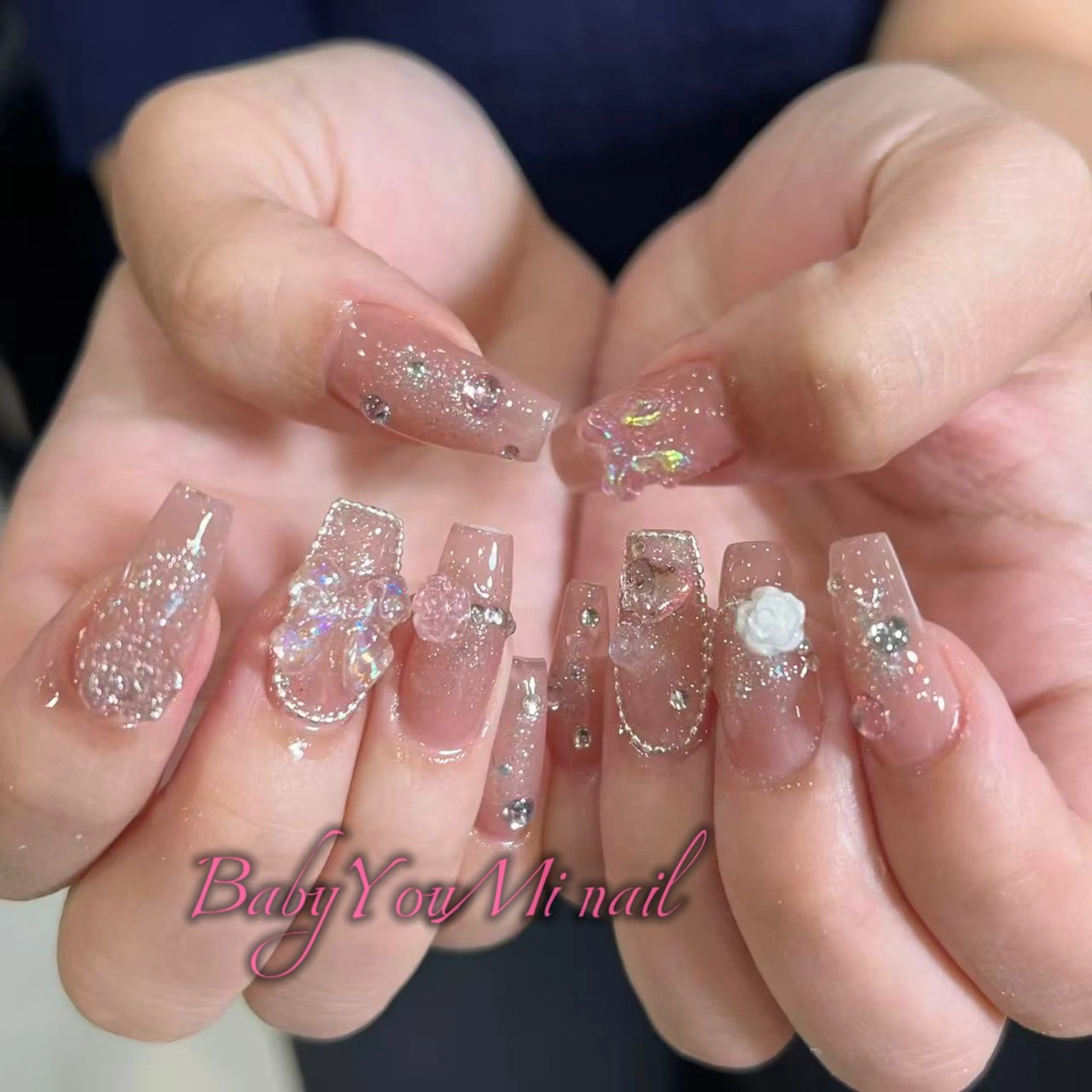 ネイル オーロラネイル フラワーネイル フットネイル フレンチネイル ジェルネイル ハンドネイル BabyYouMi ねねのネイルデザイン