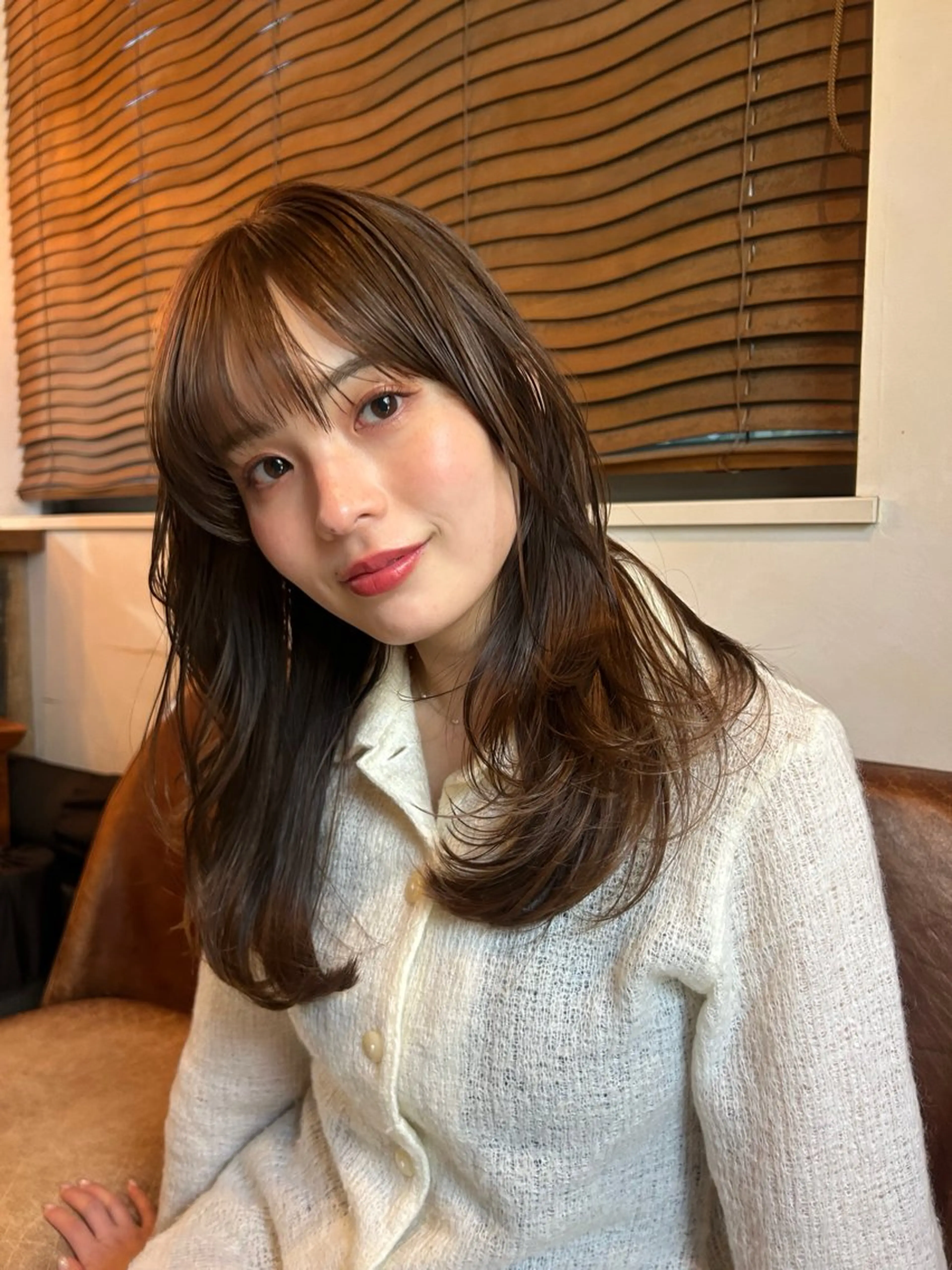 セミロング カラー パーマ カット ヘアカラー レイヤー/透明感/ ブリーチなし/わかなのヘアスタイル