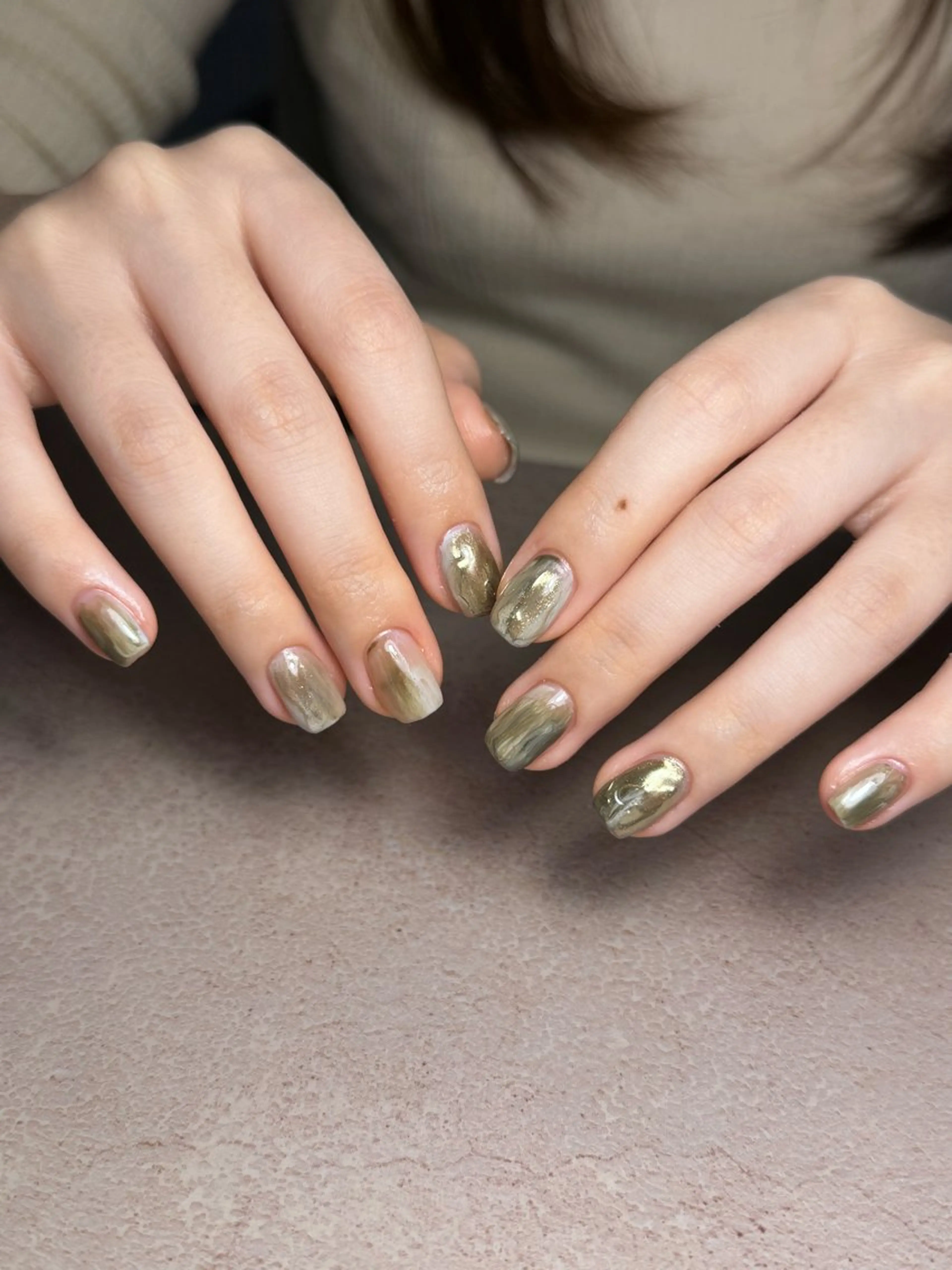 ネイル フレンチネイル マグネットネイル ニュアンスネイル ワンカラーネイル ハンドネイル GRANDE大須 Cecil💜のネイルデザイン