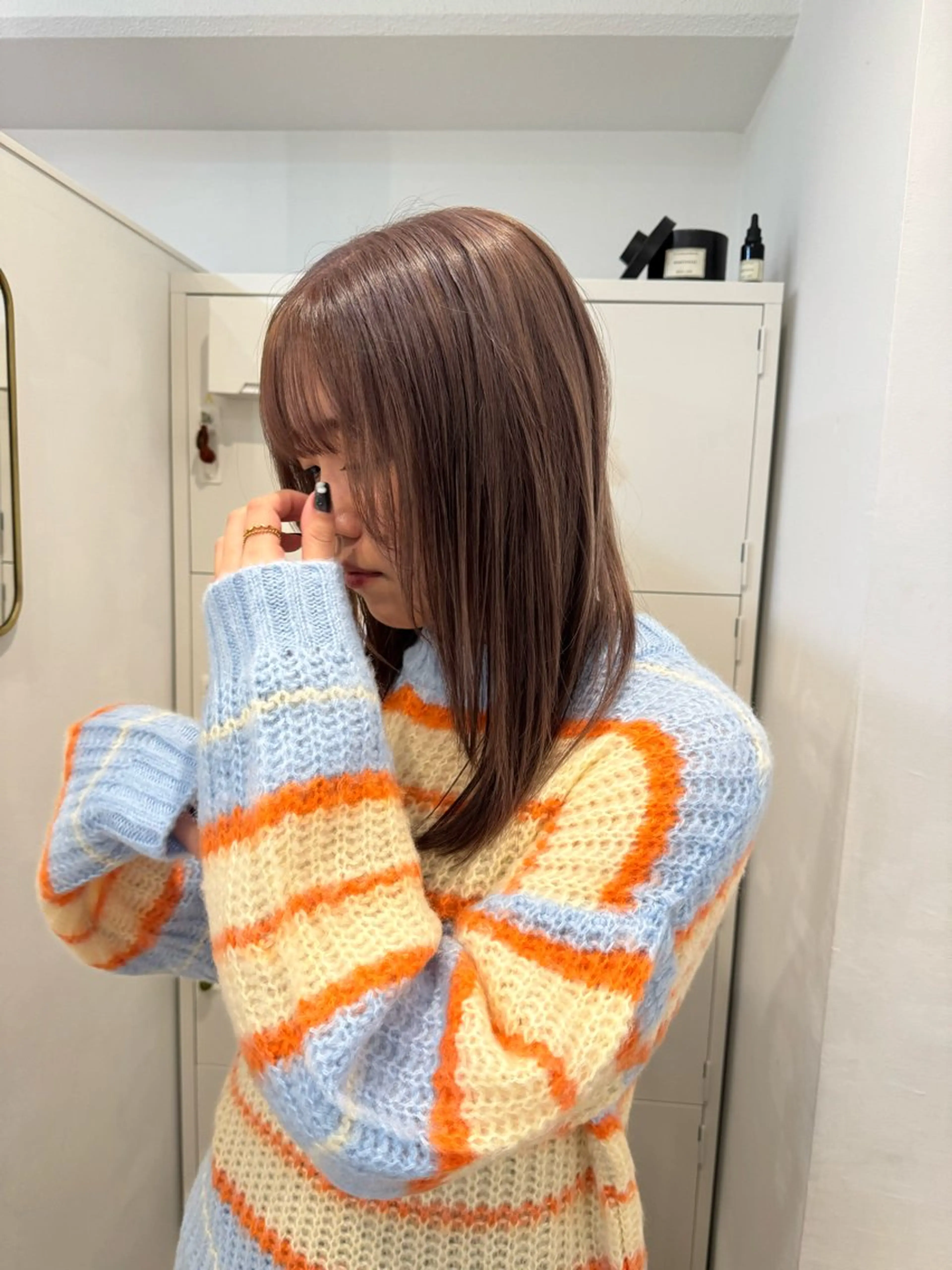 セミロング カラー レイヤーカット ボブパーマNo.1のヘアスタイル